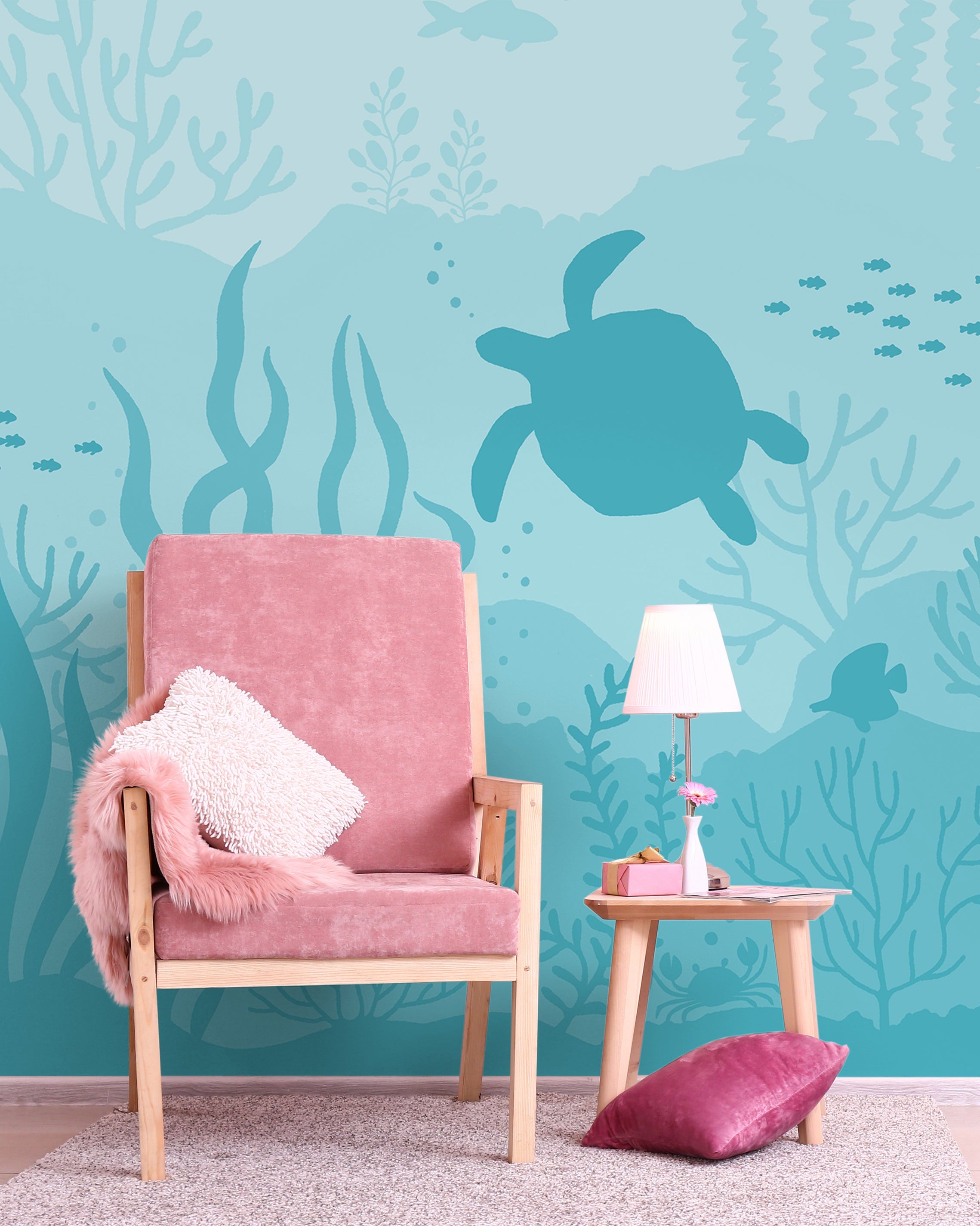Ocean Bottom Peel and Stick Wallpaper, Removable Wallpaper, Traditional Wallpaper - Ocean Blue | DeccoPrint