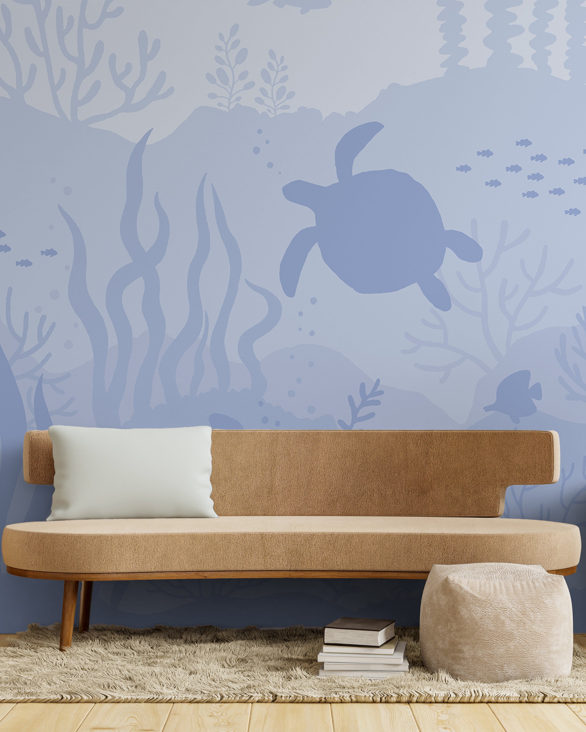 Ocean Bottom Peel and Stick Wallpaper, Removable Wallpaper, Traditional Wallpaper - Lavander Blue | DeccoPrint