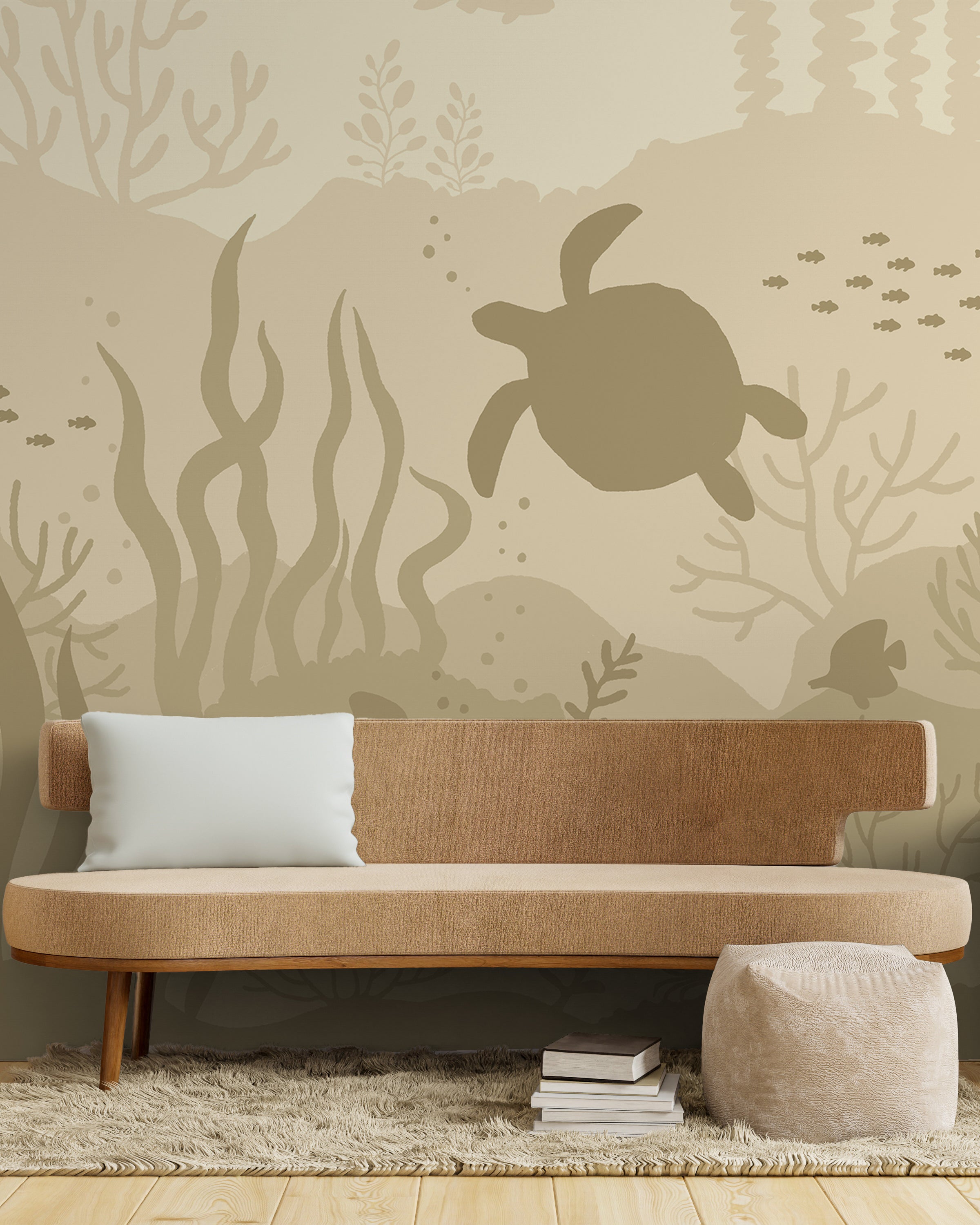 Ocean Bottom Peel and Stick Wallpaper, Removable Wallpaper, Traditional Wallpaper - Pastel Sage | DeccoPrint