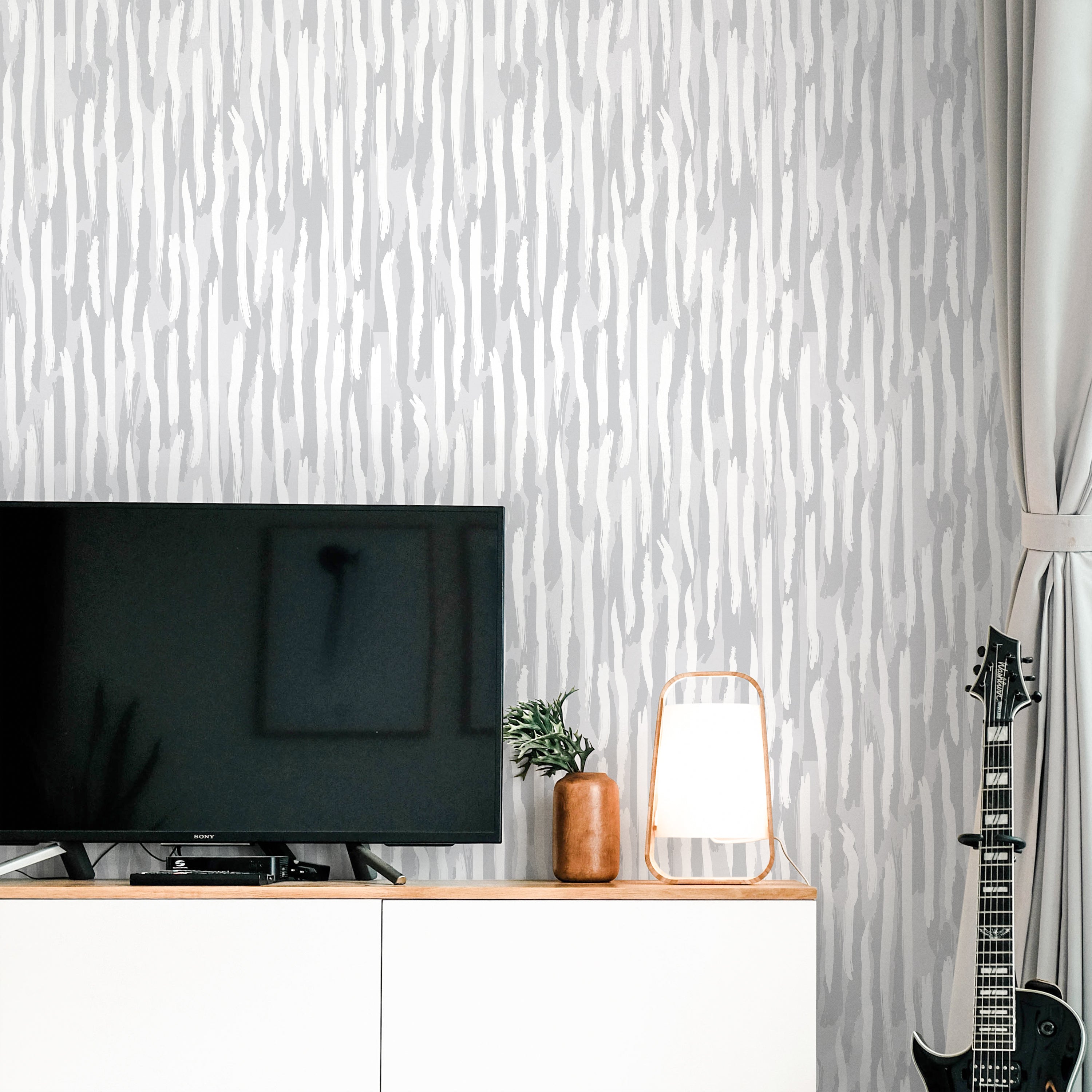 Brush Palette Peel and Stick Wallpaper, Removable Wallpaper, Traditional Wallpaper - Gray | DeccoPrint