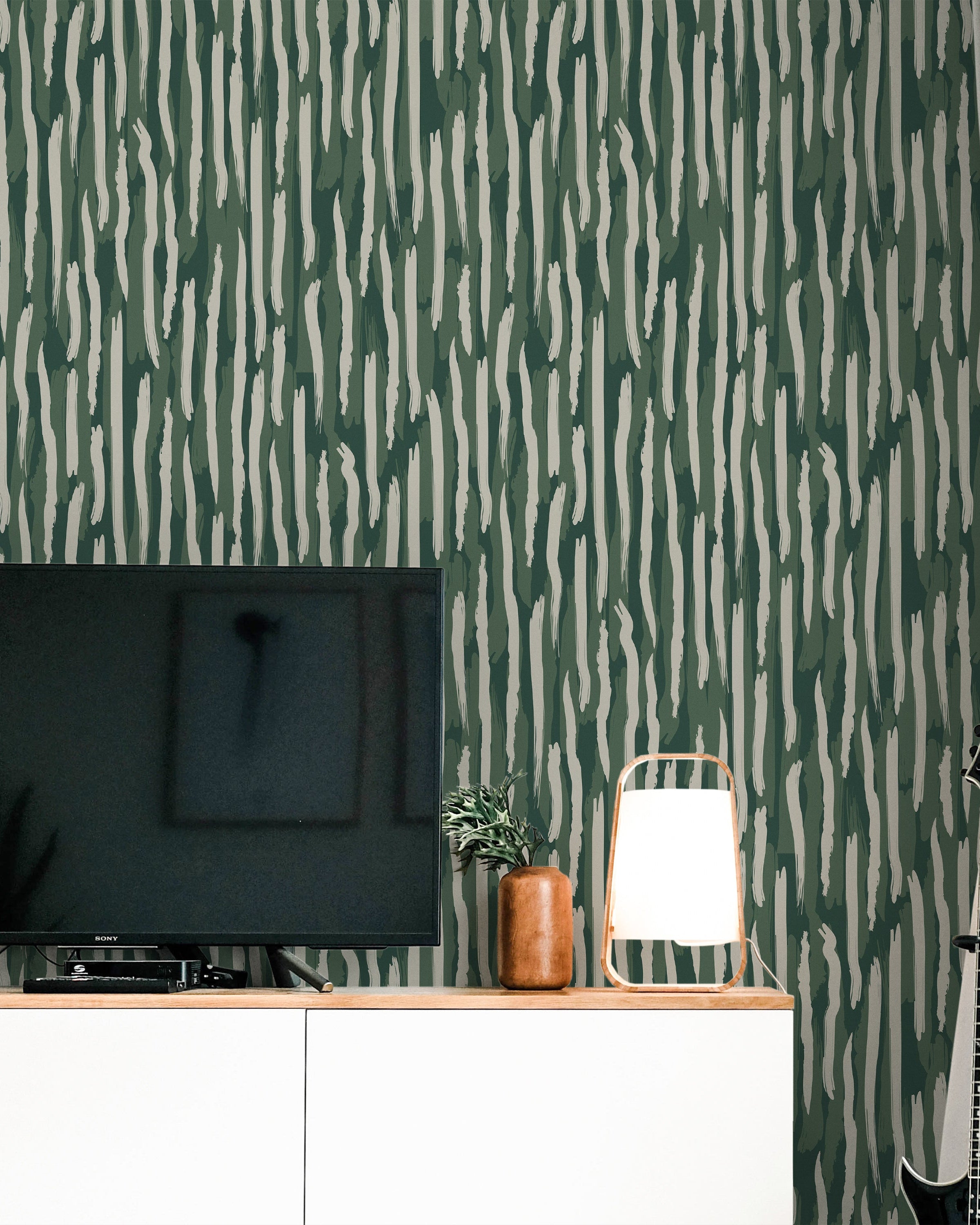 Brush Palette Peel and Stick Wallpaper, Removable Wallpaper, Traditional Wallpaper - Green | DeccoPrint