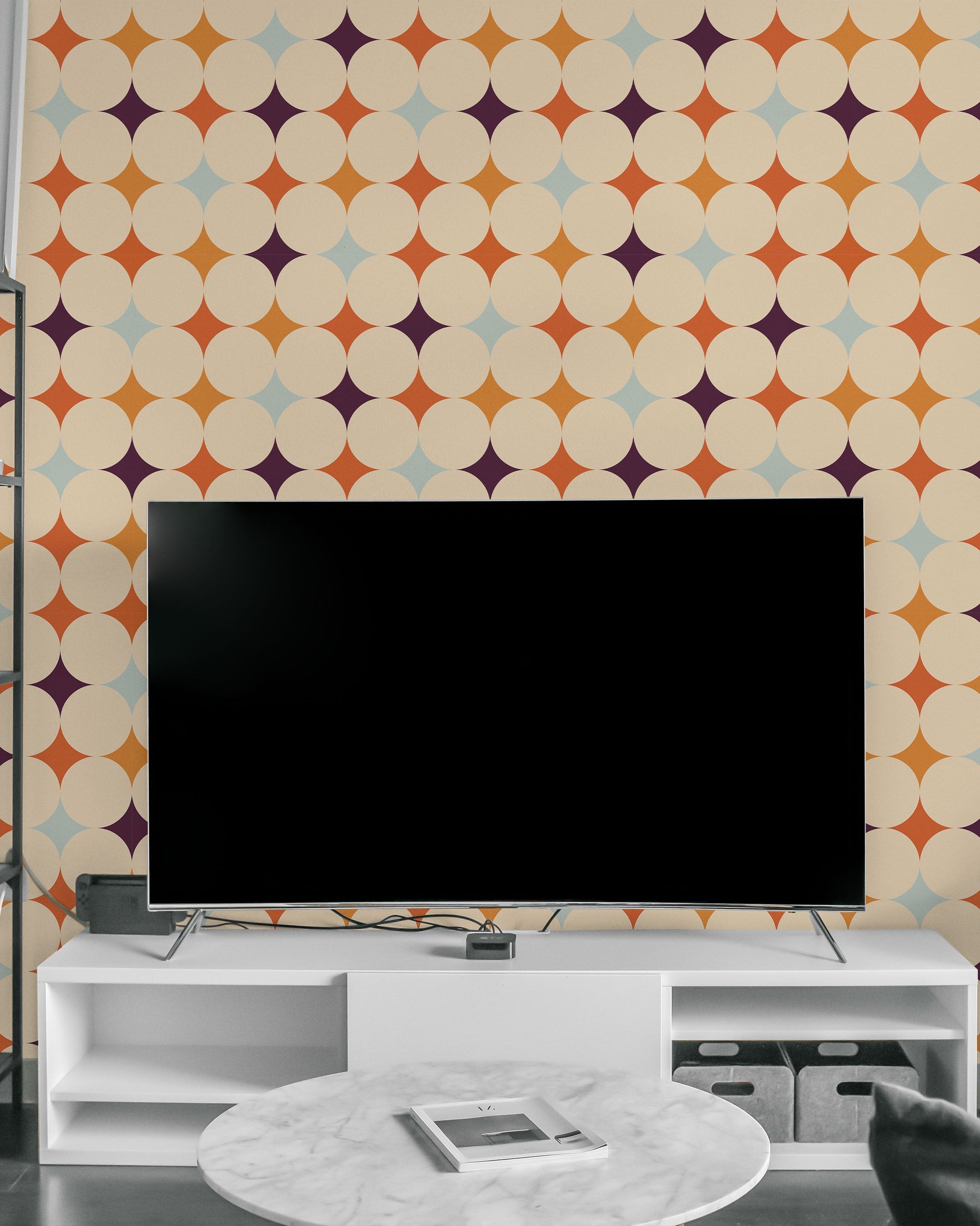 Abstract Bauhaus Peel and Stick Wallpaper, Removable Wallpaper, Traditional Wallpaper - Purple | DeccoPrint