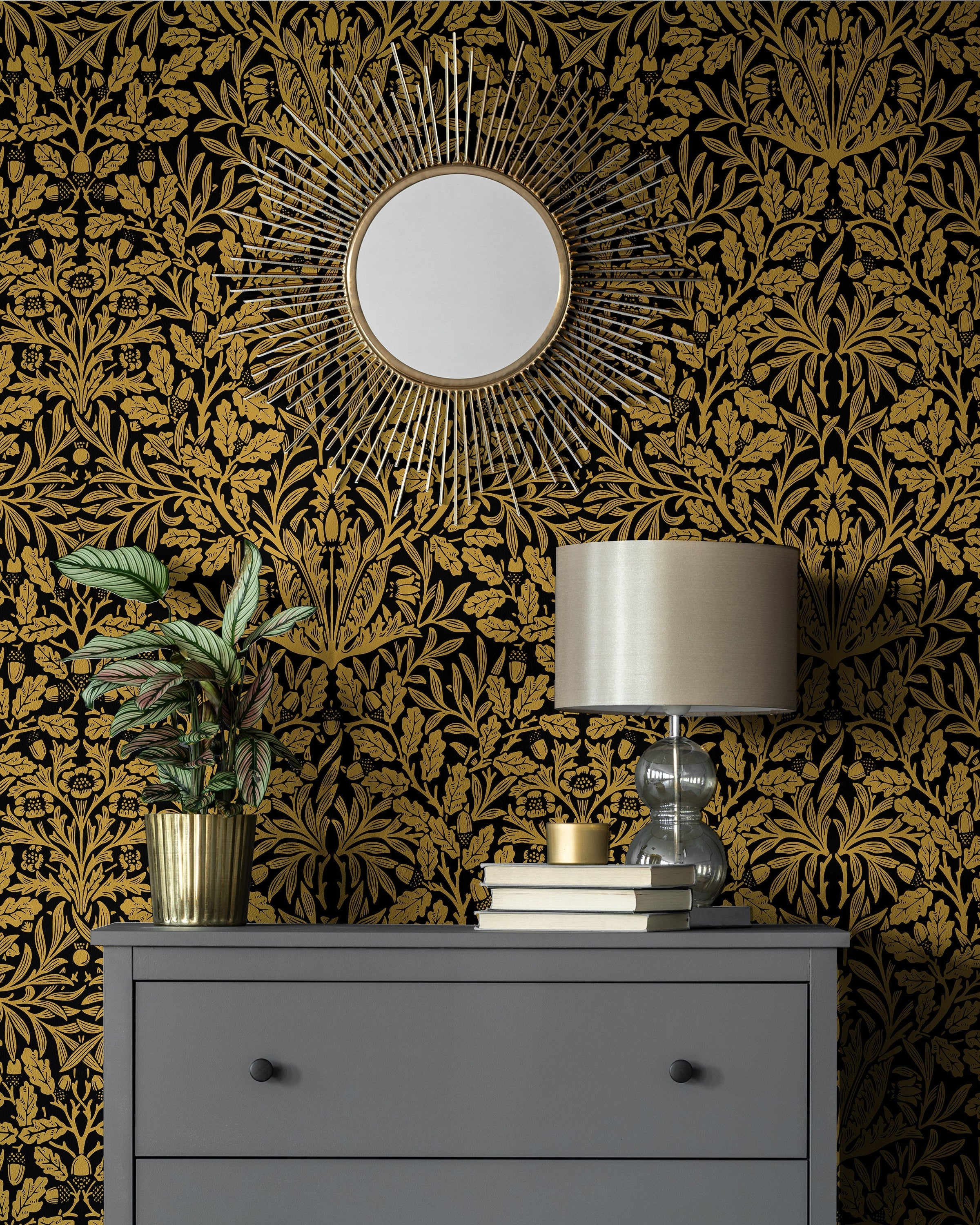 William Morris X Acorn Peel and Stick Wallpaper, Removable Wallpaper, Traditional Wallpaper - Gold | DeccoPrint