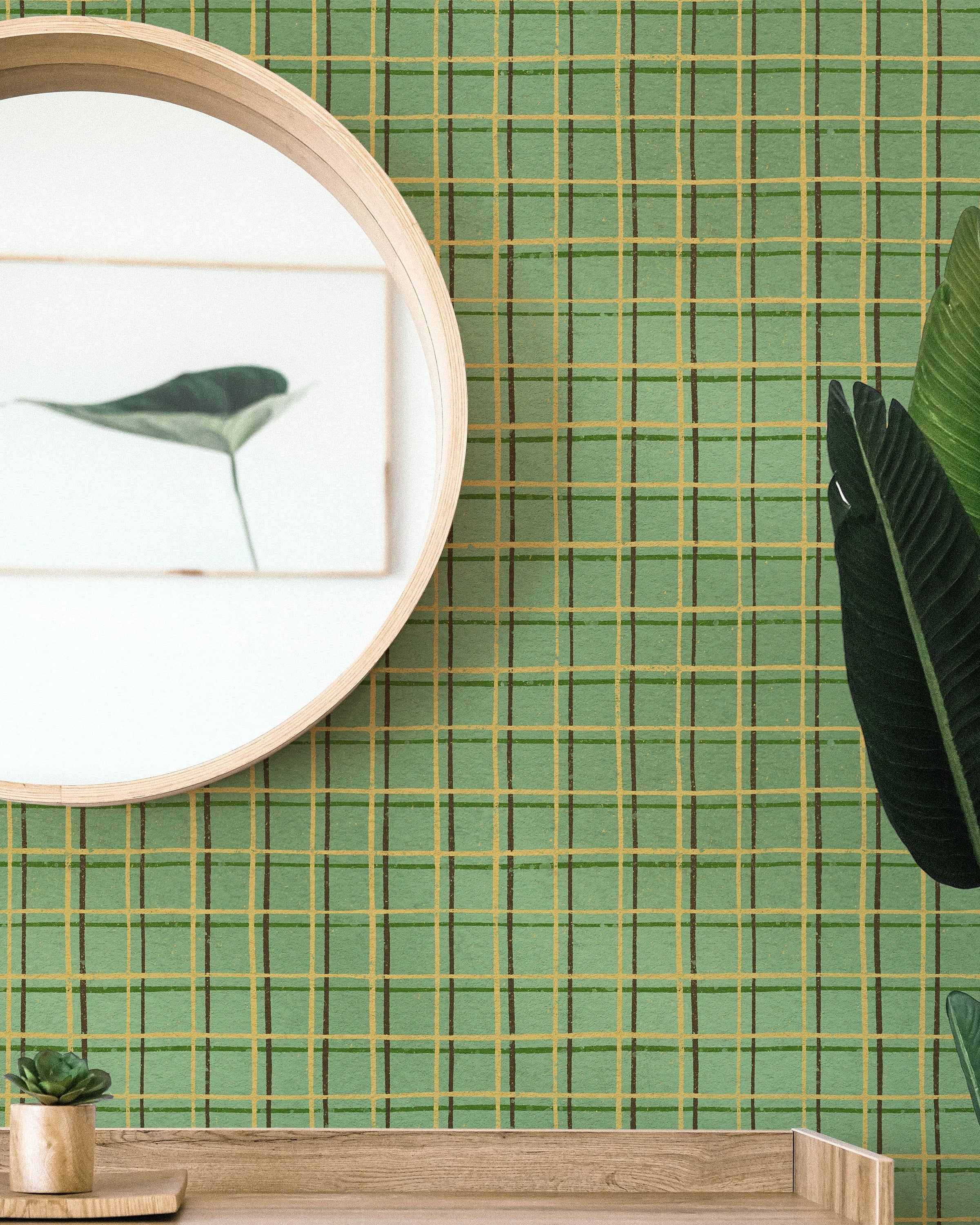 Furuya Korin x Korin Zen Grid Peel and Stick Wallpaper, Removable Wallpaper, Traditional Wallpaper - Light Sage | DeccoPrint