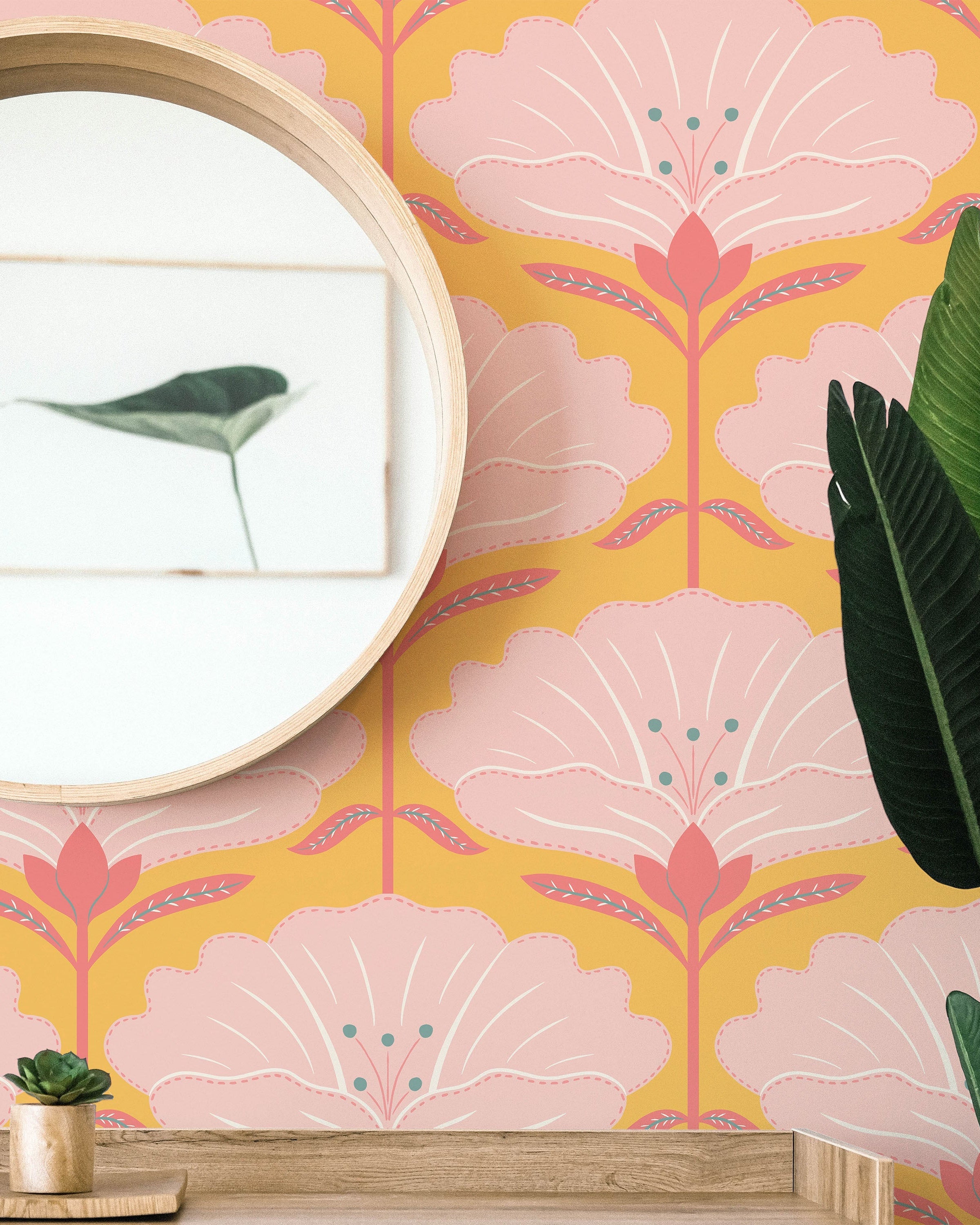 Dreamy Daisies Peel and Stick Wallpaper, Removable Wallpaper, Traditional Wallpaper - Yellow | DeccoPrint