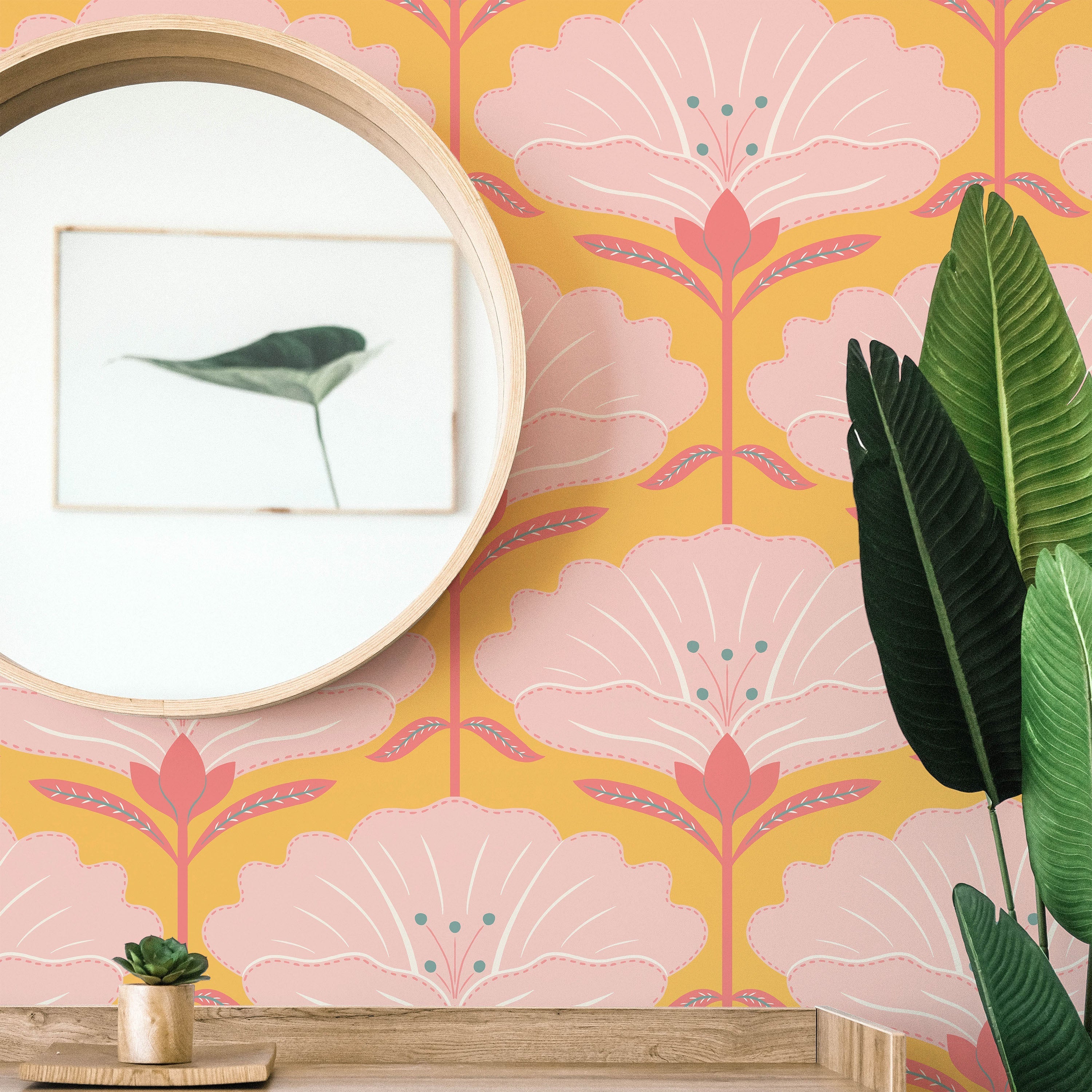 Dreamy Daisies Peel and Stick Wallpaper, Removable Wallpaper, Traditional Wallpaper - Yellow | DeccoPrint