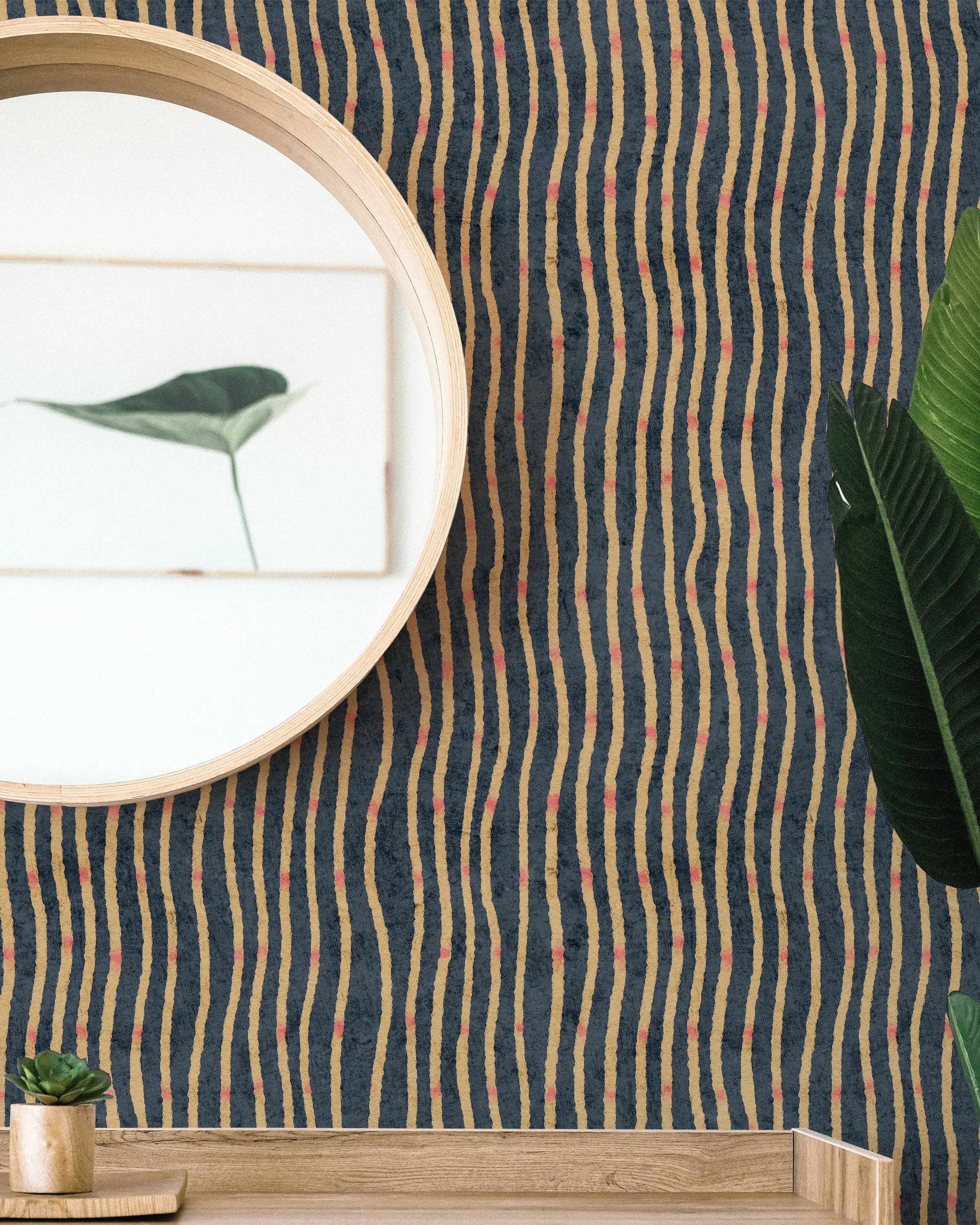 Furuya Korin x Edo Stream Peel and Stick Wallpaper, Removable Wallpaper, Traditional Wallpaper - Midnight Blue | DeccoPrint