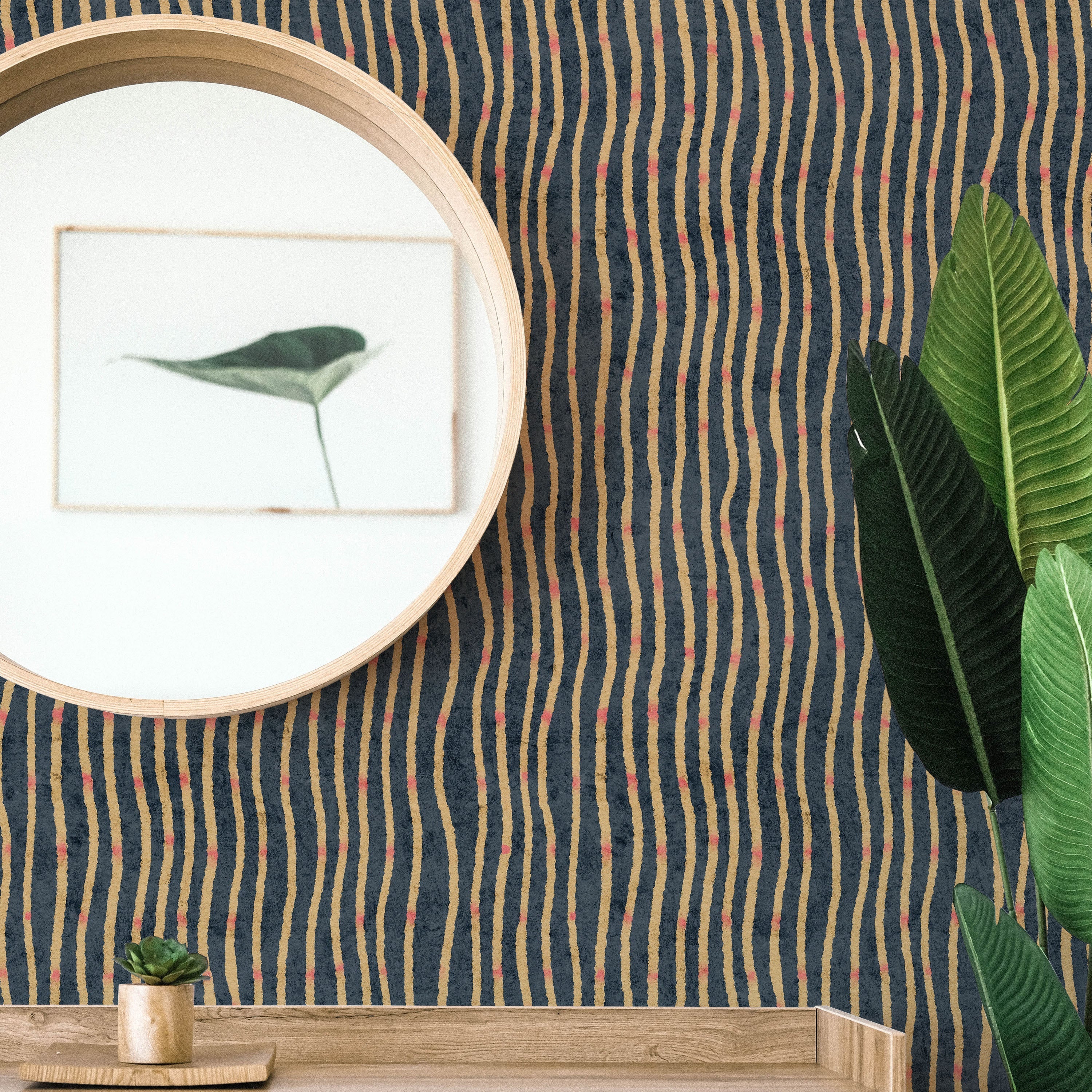 Furuya Korin x Edo Stream Peel and Stick Wallpaper, Removable Wallpaper, Traditional Wallpaper - Midnight Blue | DeccoPrint