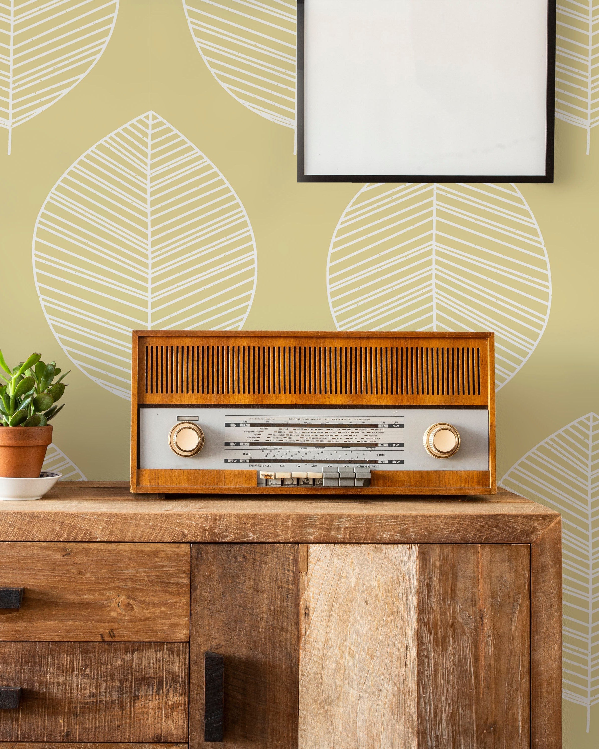 Leaf Texture Peel and Stick Wallpaper, Removable Wallpaper, Traditional Wallpaper - Yellow | DeccoPrint