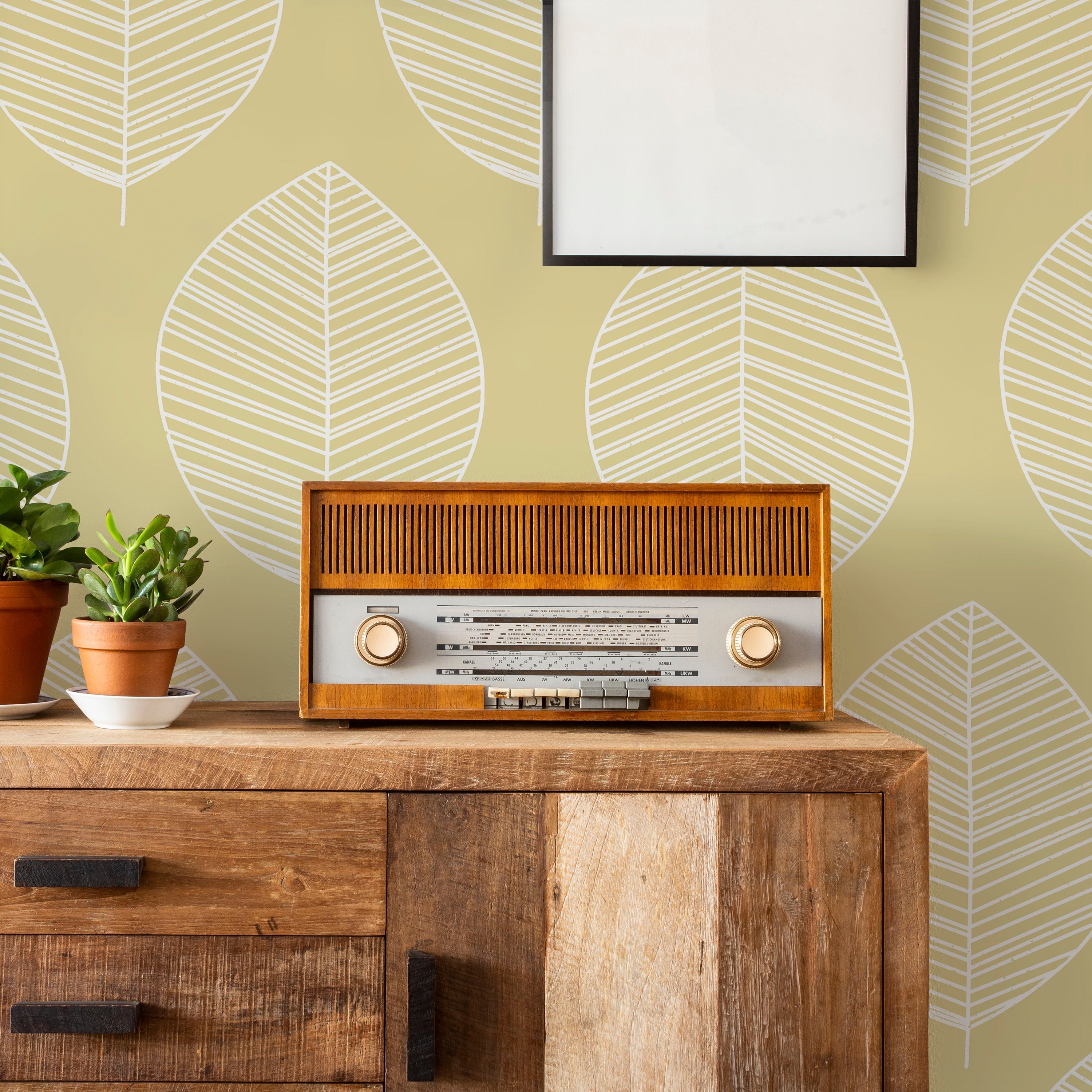 Leaf Texture Peel and Stick Wallpaper, Removable Wallpaper, Traditional Wallpaper - Yellow | DeccoPrint