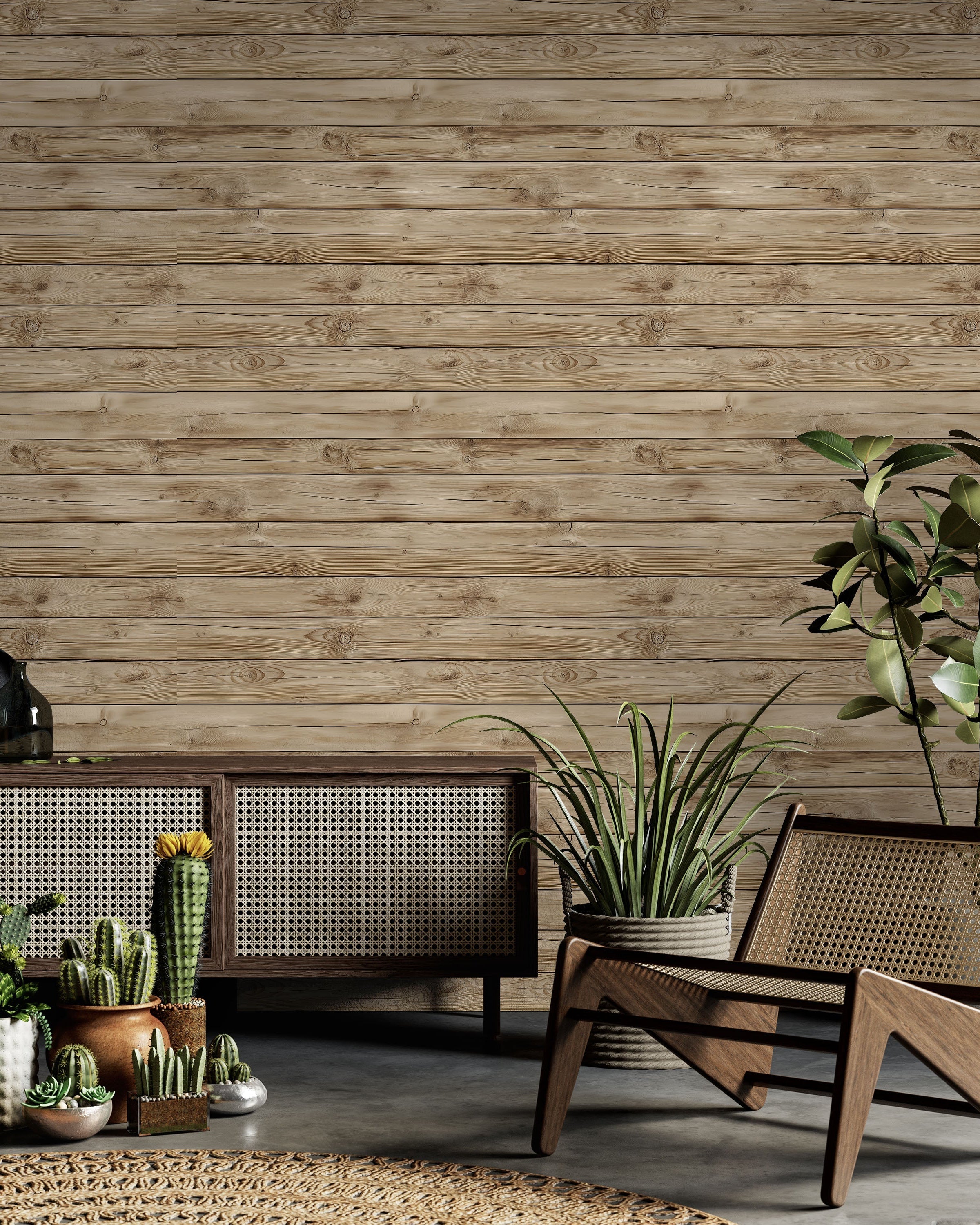 Rustic Boards Peel and Stick Wallpaper, Removable Wallpaper, Traditional Wallpaper - Light Oak | DeccoPrint