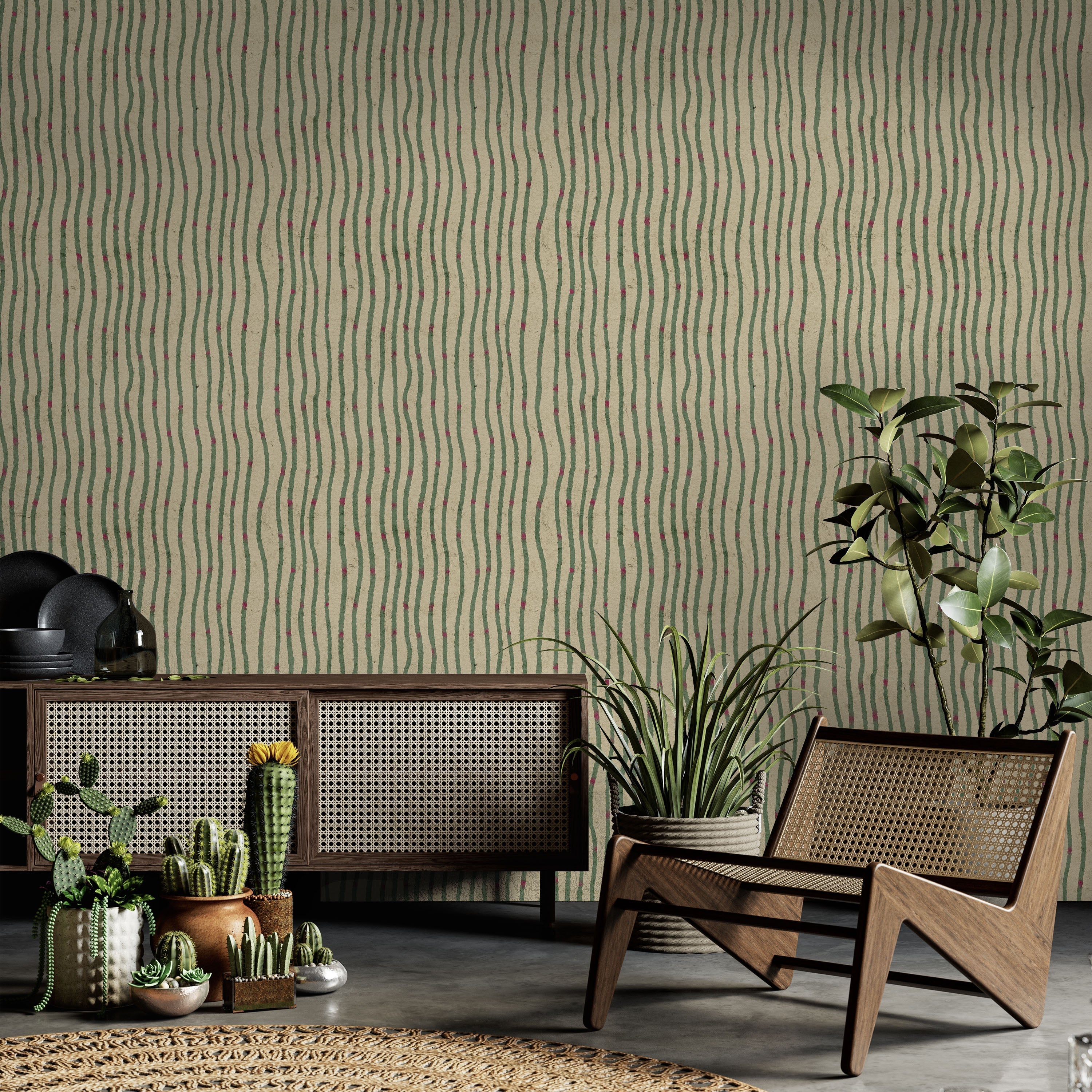 Furuya Korin x Edo Stream Peel and Stick Wallpaper, Removable Wallpaper, Traditional Wallpaper - Rustic Sage | DeccoPrint