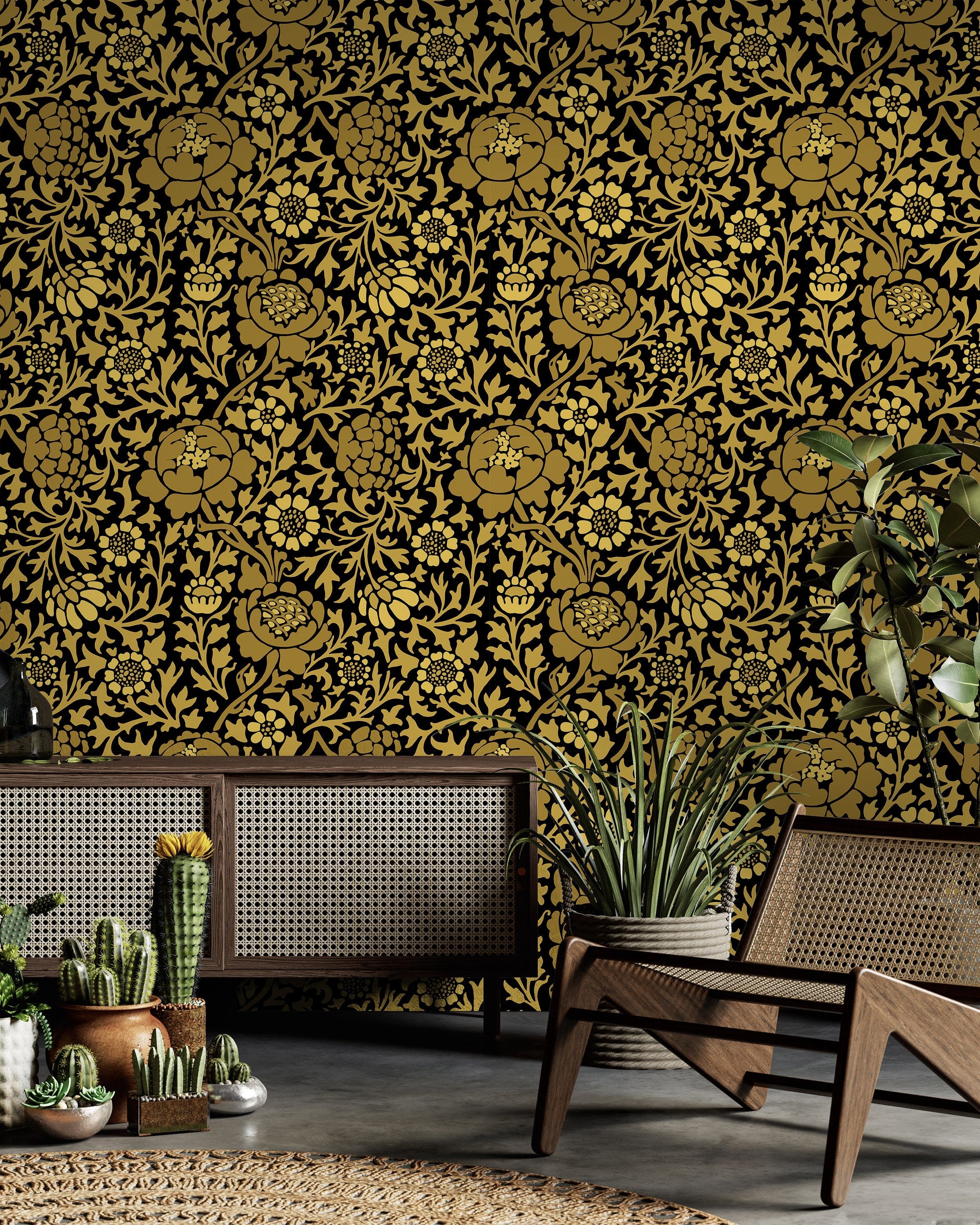William Morris X Grafton (1883) Peel and Stick Wallpaper, Removable Wallpaper, Traditional Wallpaper - Gold | DeccoPrint