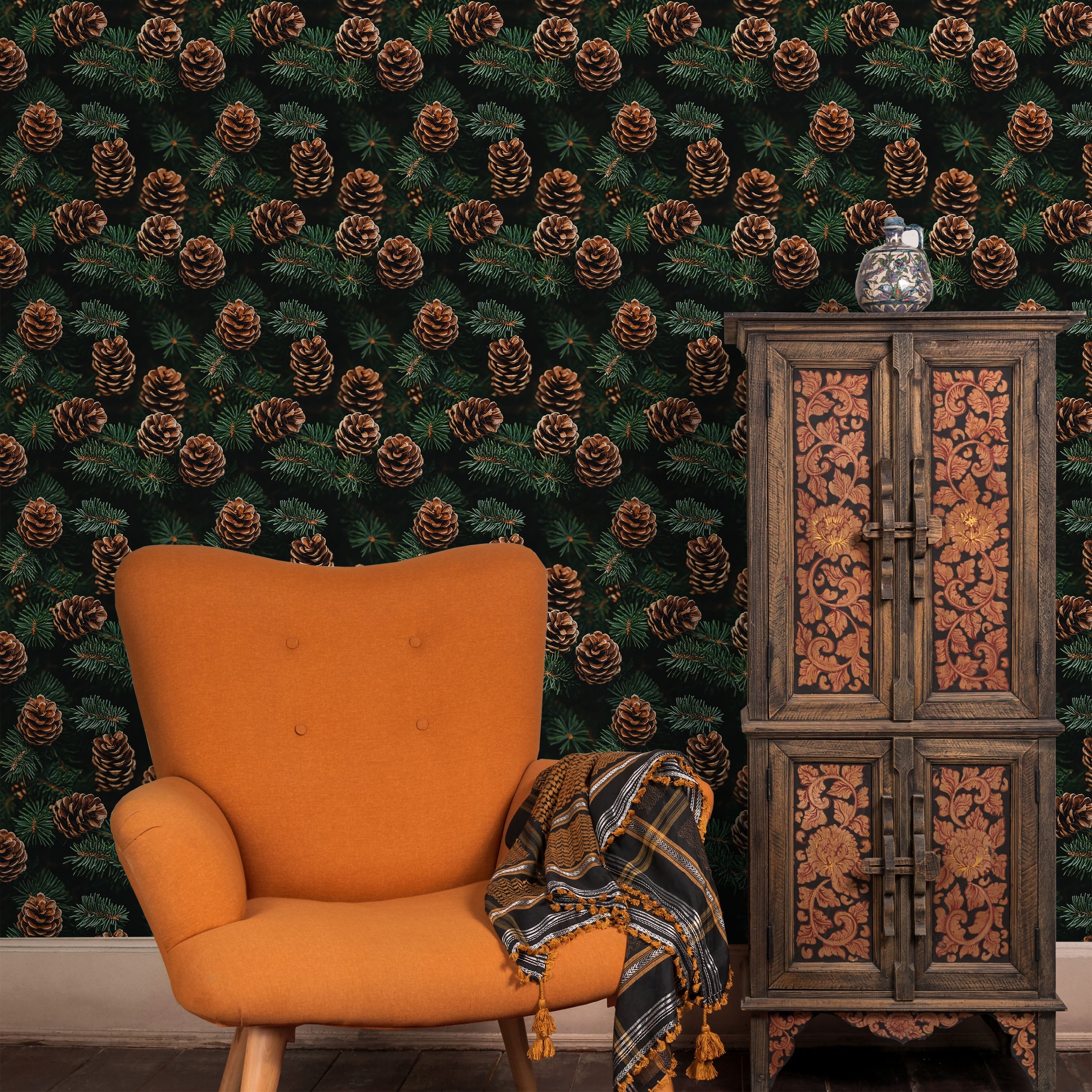 Lush Pines Peel and Stick Wallpaper, Removable Wallpaper, Traditional Wallpaper | DeccoPrint