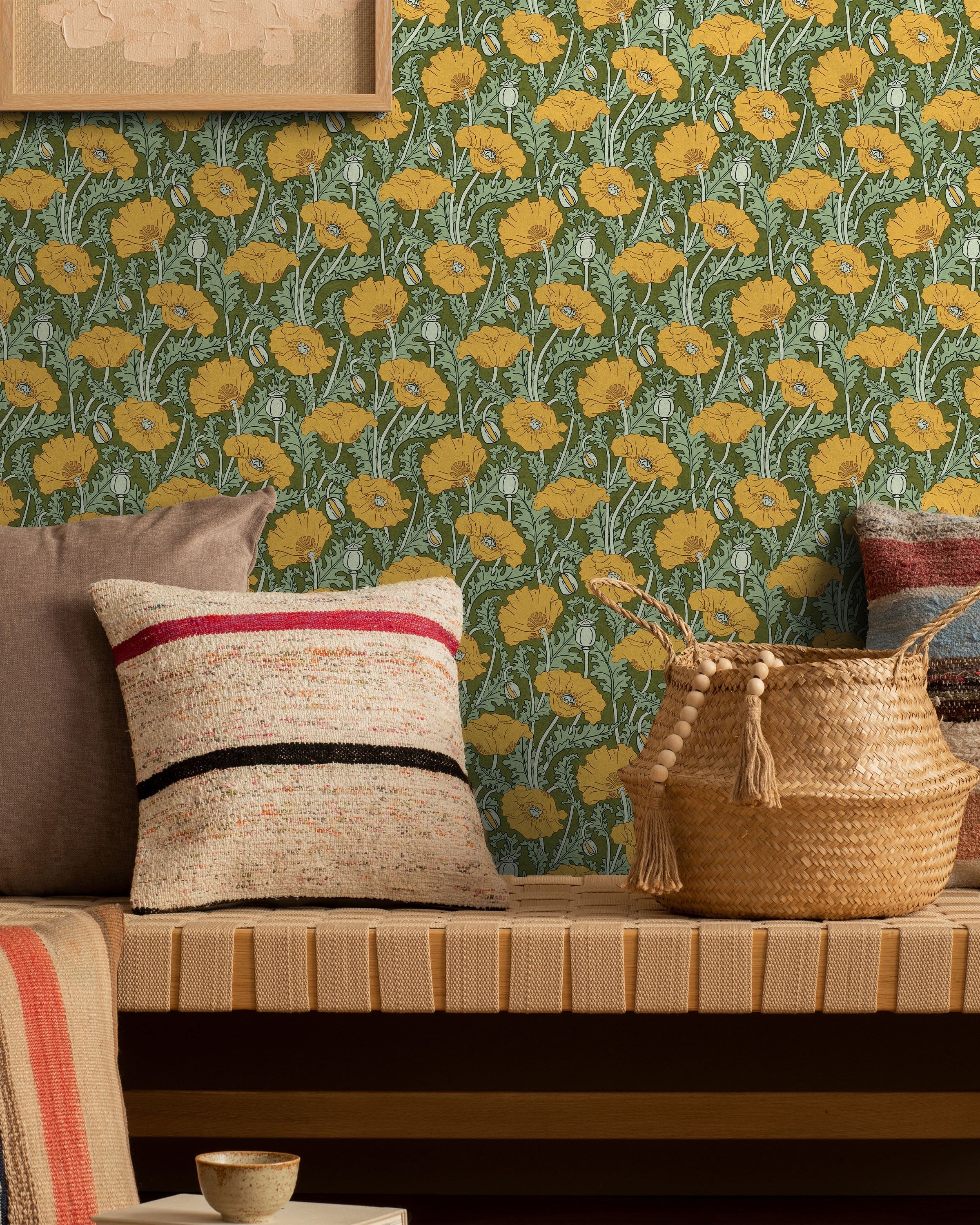 Maurice Pillard Verneuil x Poppy Peel and Stick Wallpaper, Removable Wallpaper, Traditional Wallpaper - Lush Green | DeccoPrint