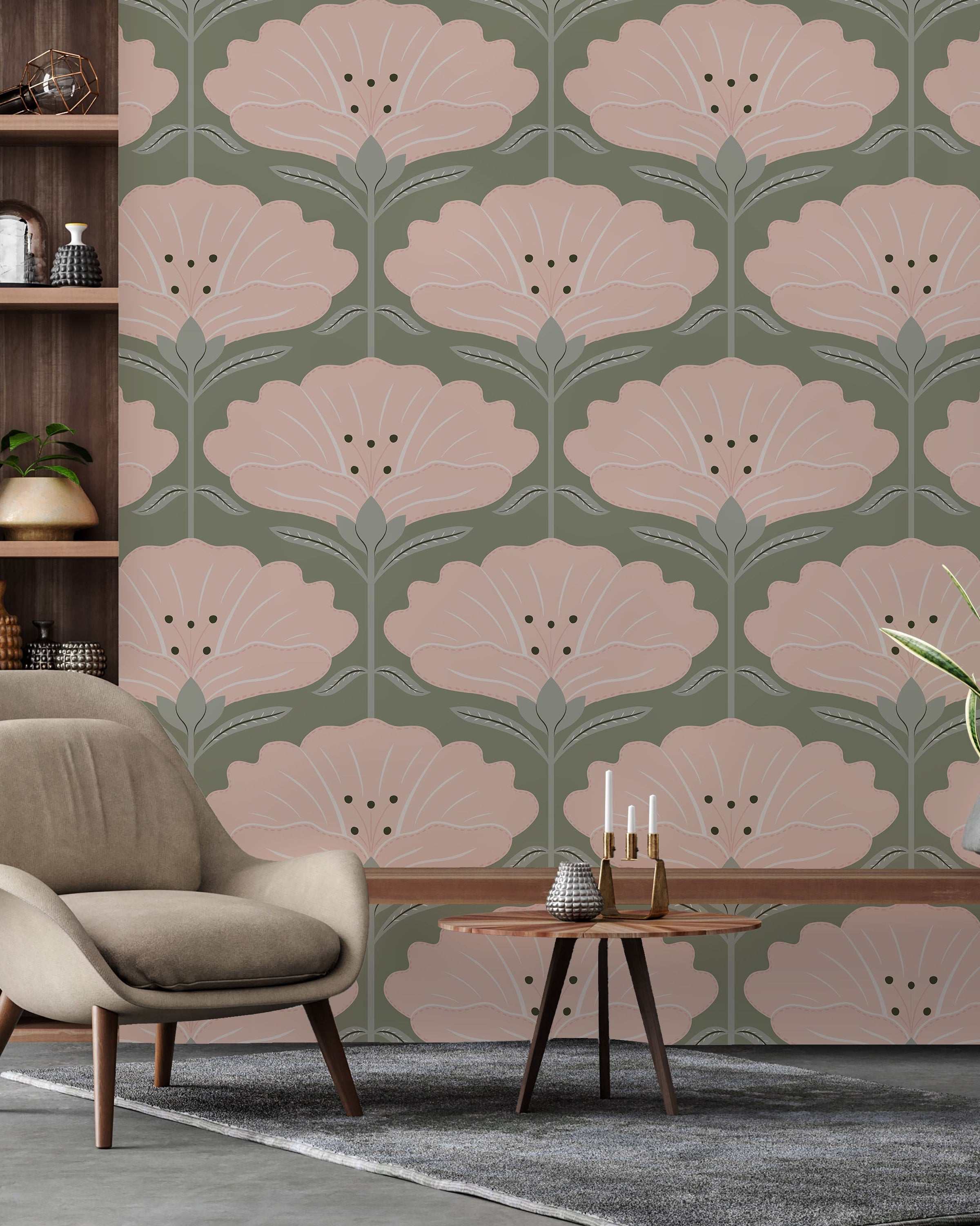 Dreamy Daisies Peel and Stick Wallpaper, Removable Wallpaper, Traditional Wallpaper - Pink | DeccoPrint