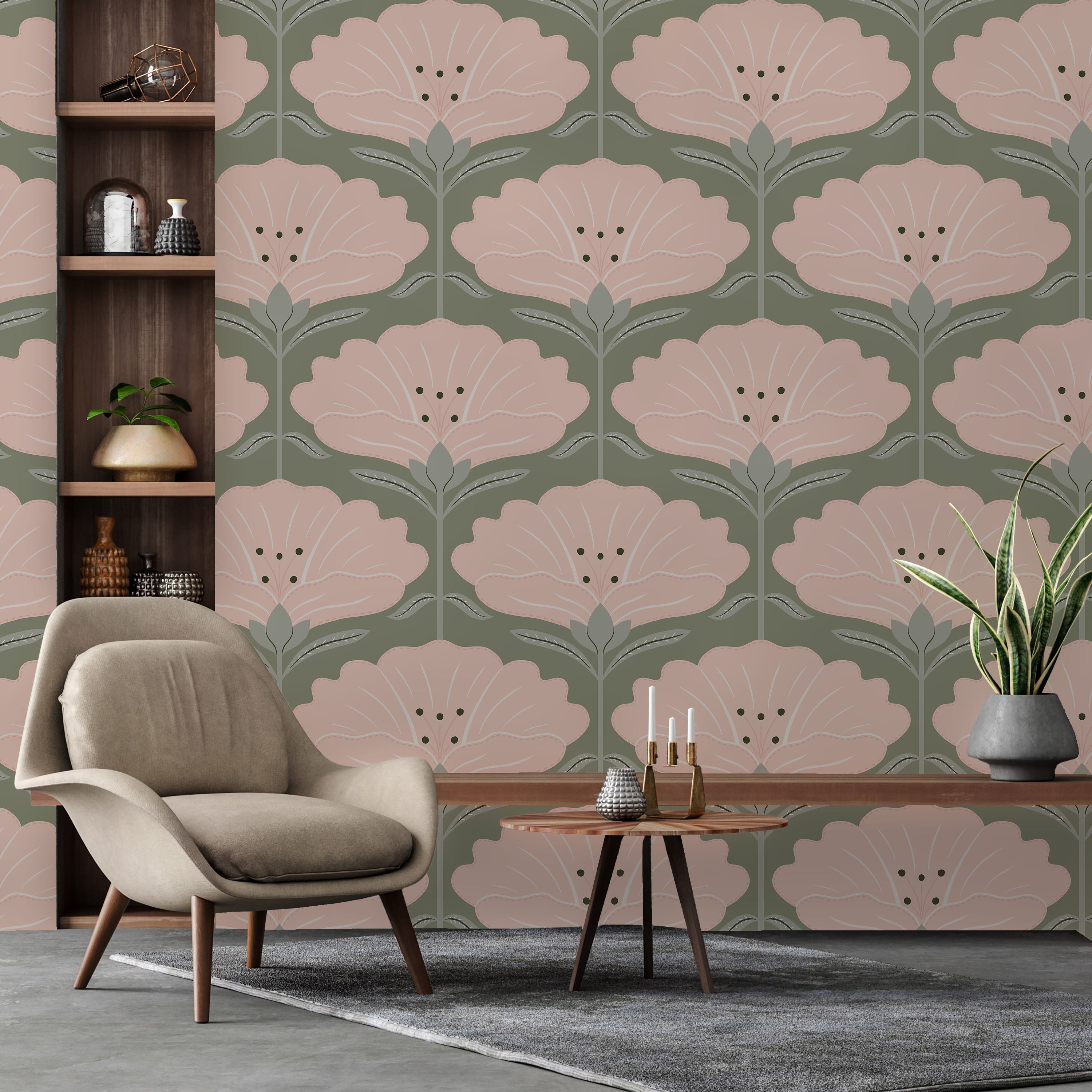 Dreamy Daisies Peel and Stick Wallpaper, Removable Wallpaper, Traditional Wallpaper - Pink | DeccoPrint