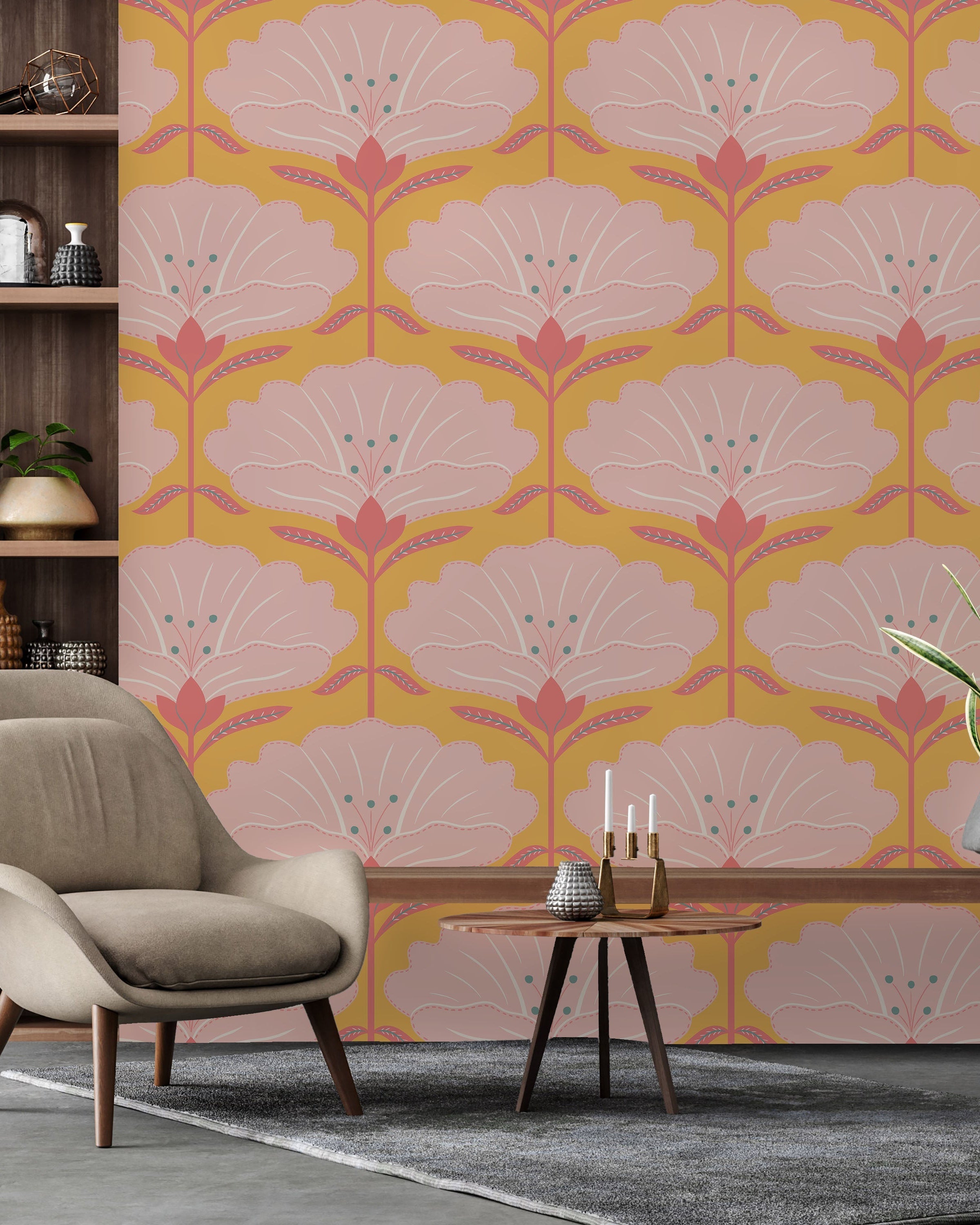 Dreamy Daisies Peel and Stick Wallpaper, Removable Wallpaper, Traditional Wallpaper - Yellow | DeccoPrint