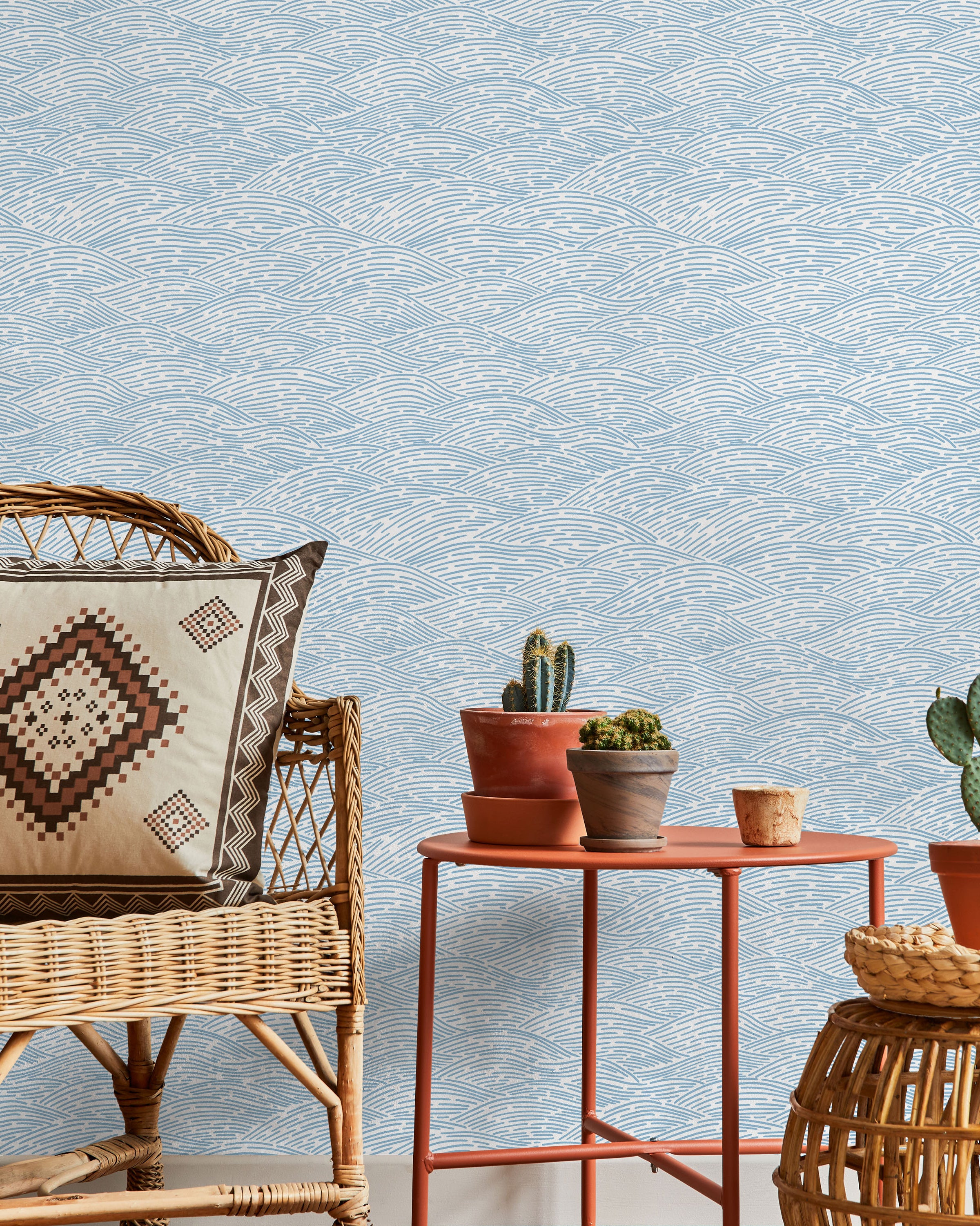 Calm Waves Peel and Stick Wallpaper, Removable Wallpaper, Traditional Wallpaper - Light Blue | DeccoPrint