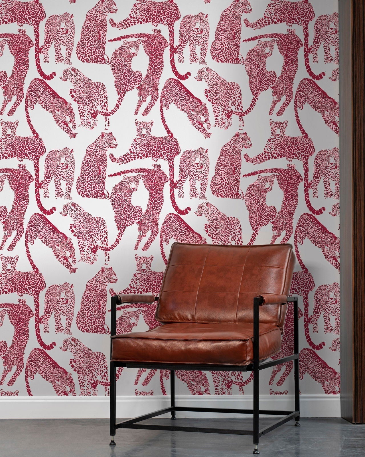 Magenta Leopards Peel and Stick Wallpaper, Removable Wallpaper, Traditional Wallpaper | DeccoPrint