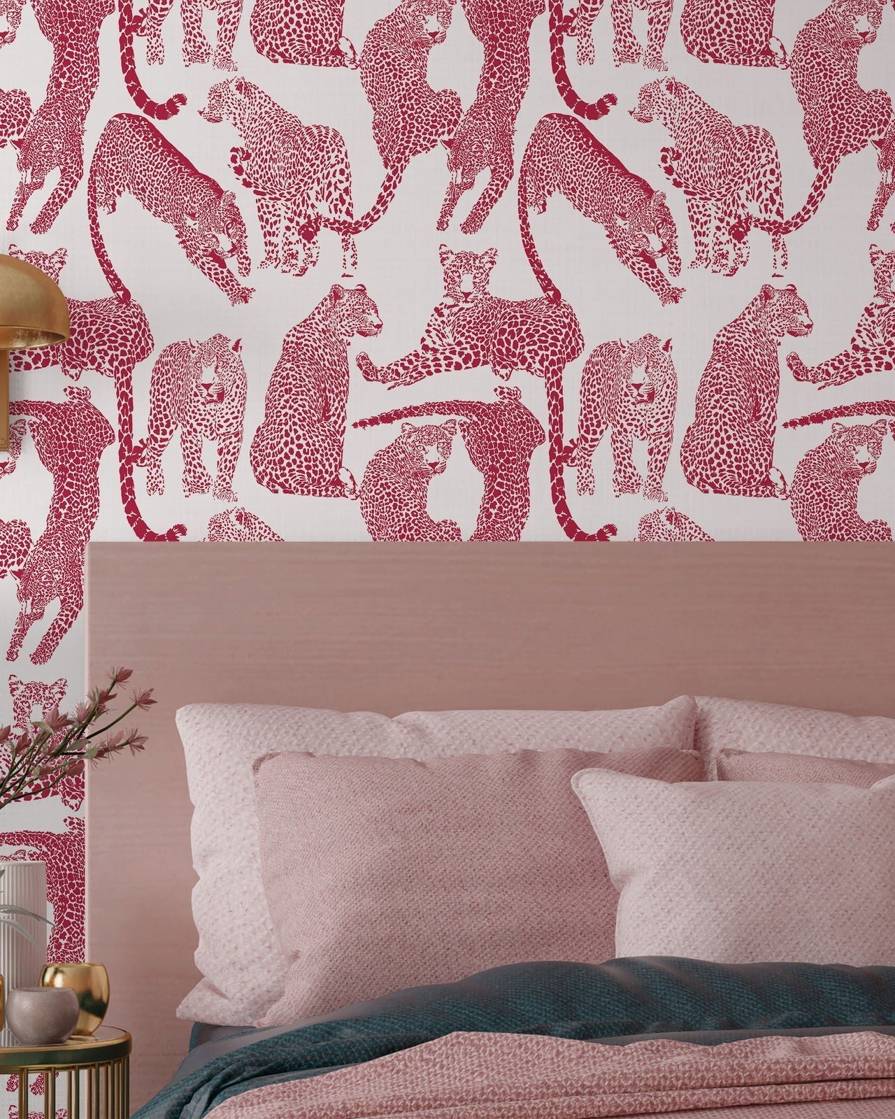 Magenta Leopards Peel and Stick Wallpaper, Removable Wallpaper, Traditional Wallpaper | DeccoPrint