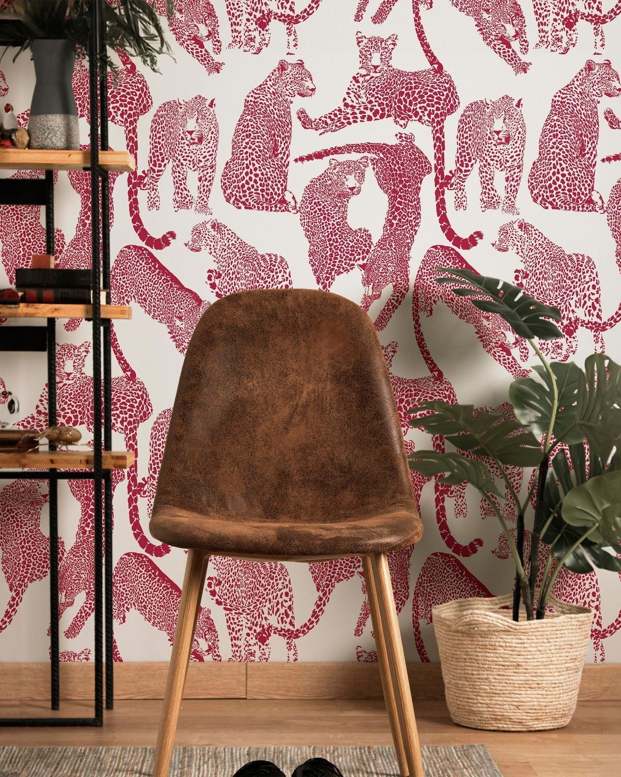 Magenta Leopards Peel and Stick Wallpaper, Removable Wallpaper, Traditional Wallpaper | DeccoPrint