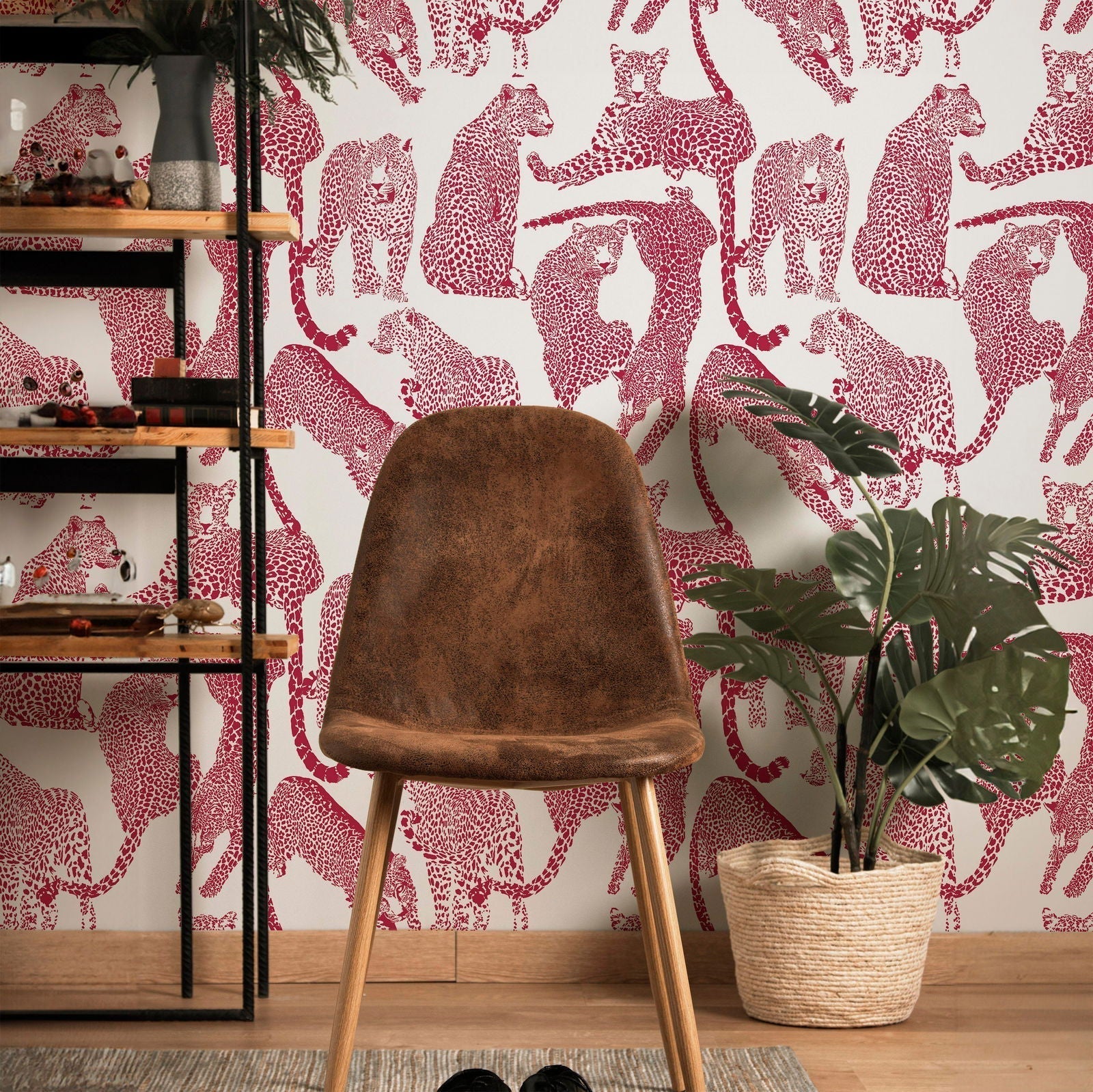 Magenta Leopards Peel and Stick Wallpaper, Removable Wallpaper, Traditional Wallpaper | DeccoPrint