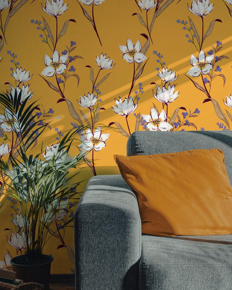 Magnolias in The Sun Peel and Stick Wallpaper, Removable Wallpaper, Traditional Wallpaper | DeccoPrint
