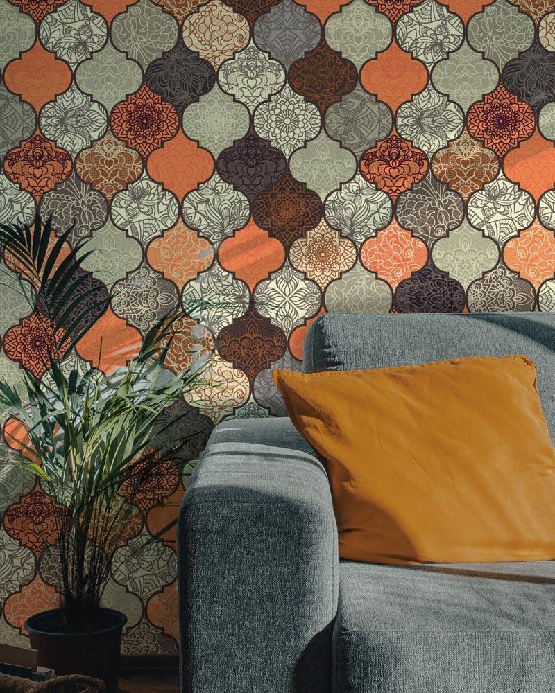 Mandala Flowers Peel and Stick Wallpaper, Removable Wallpaper, Traditional Wallpaper | DeccoPrint