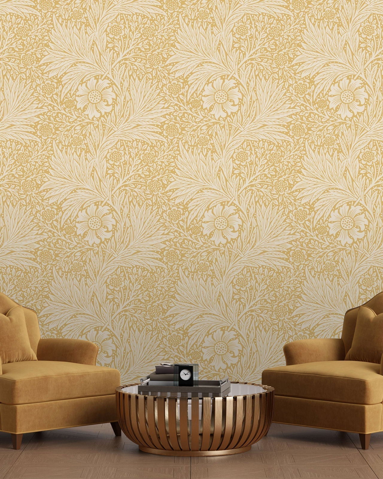 William Morris X Marigold Peel and Stick Wallpaper, Removable Wallpaper, Traditional Wallpaper - Yellow | DeccoPrint