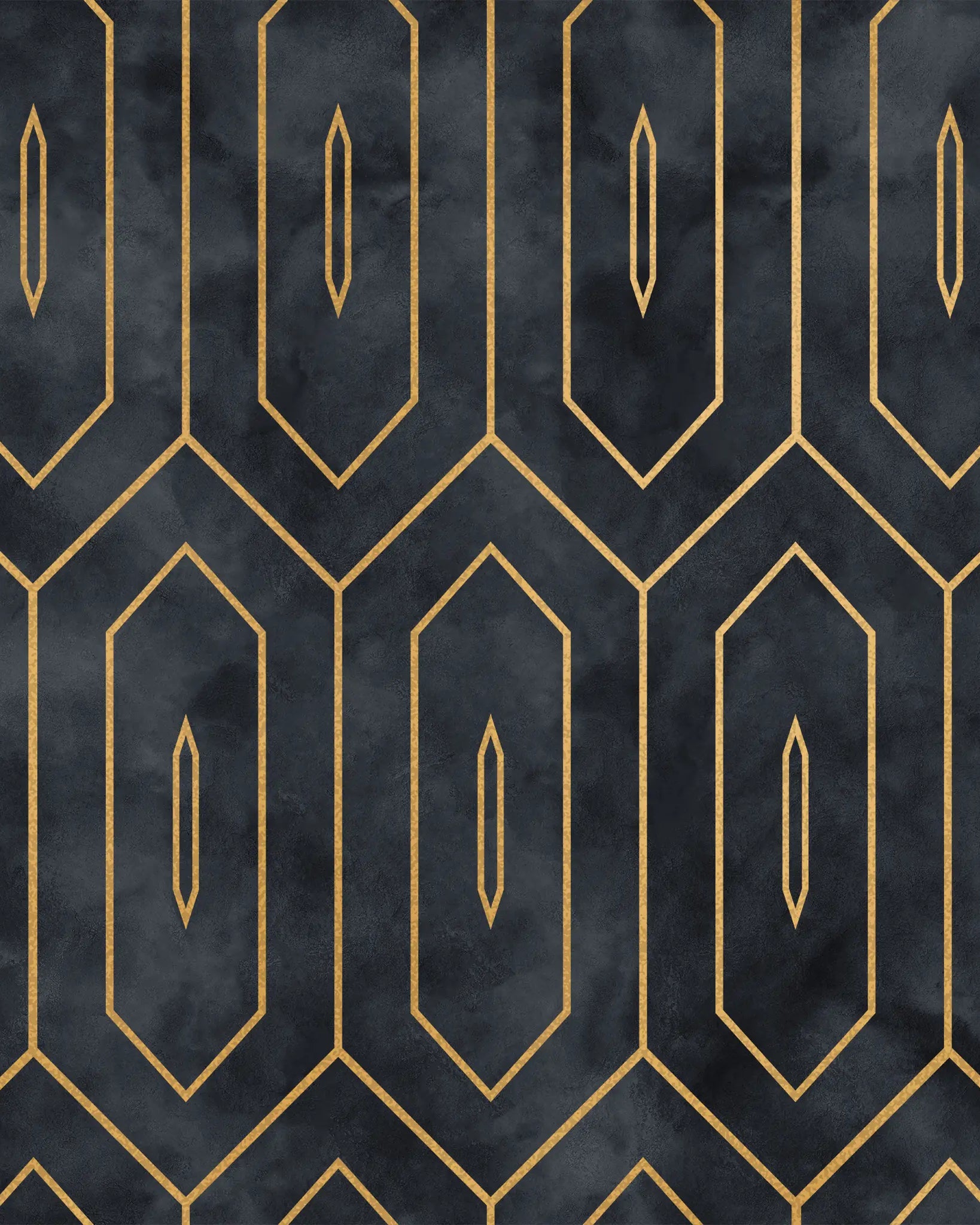 Geometric pattern with gold lines on a dark textured background