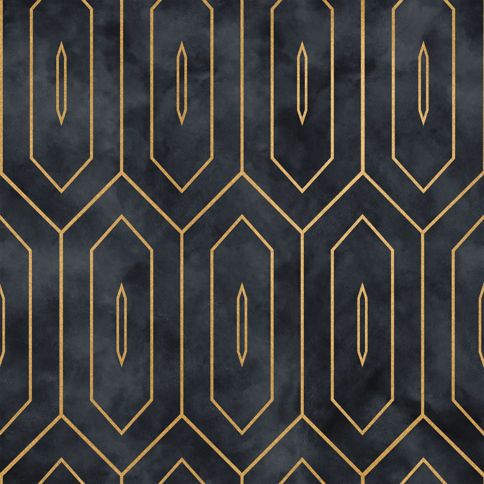 Geometric pattern with gold lines on a dark textured background