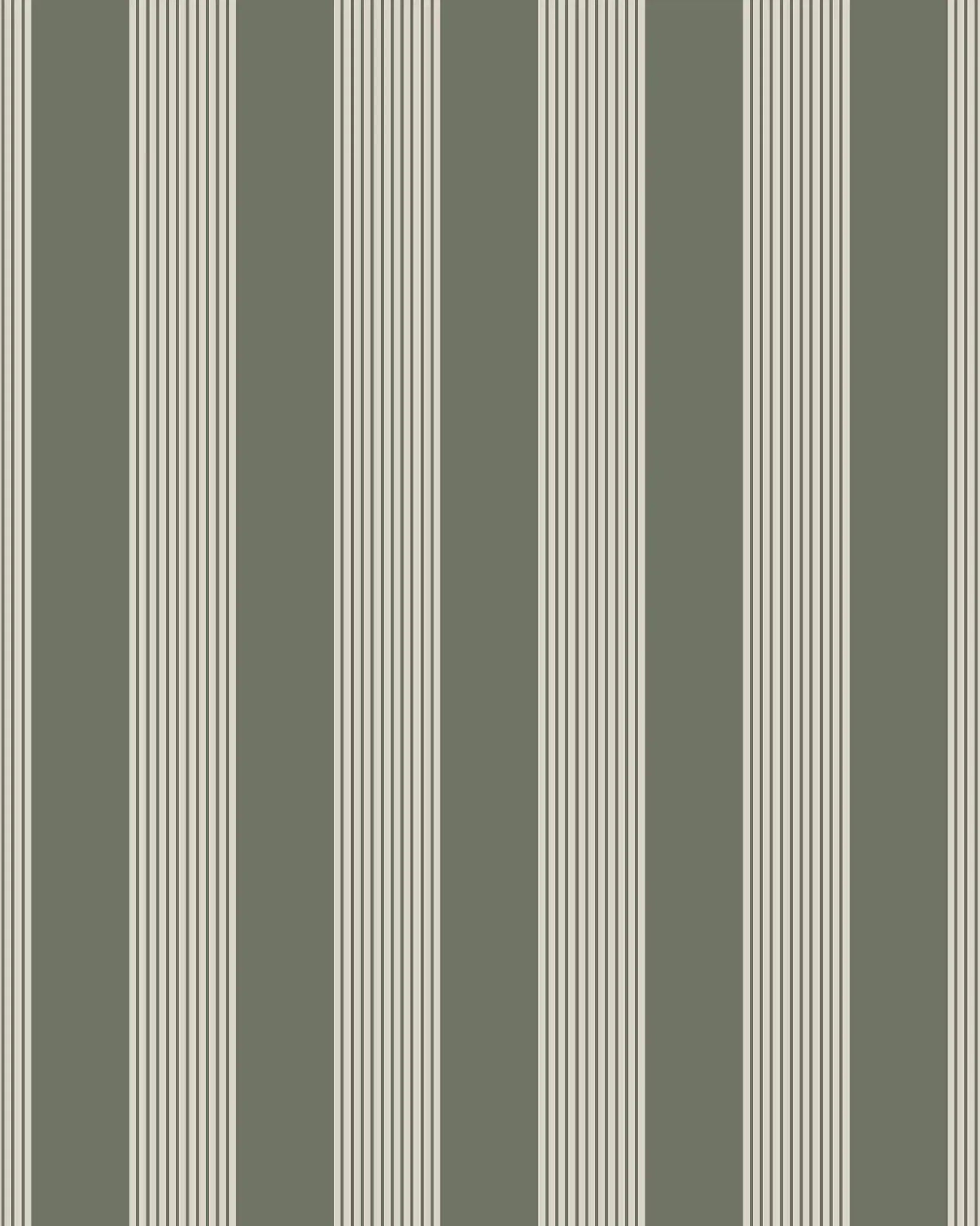 Pattern of white and moss green vertical stripes