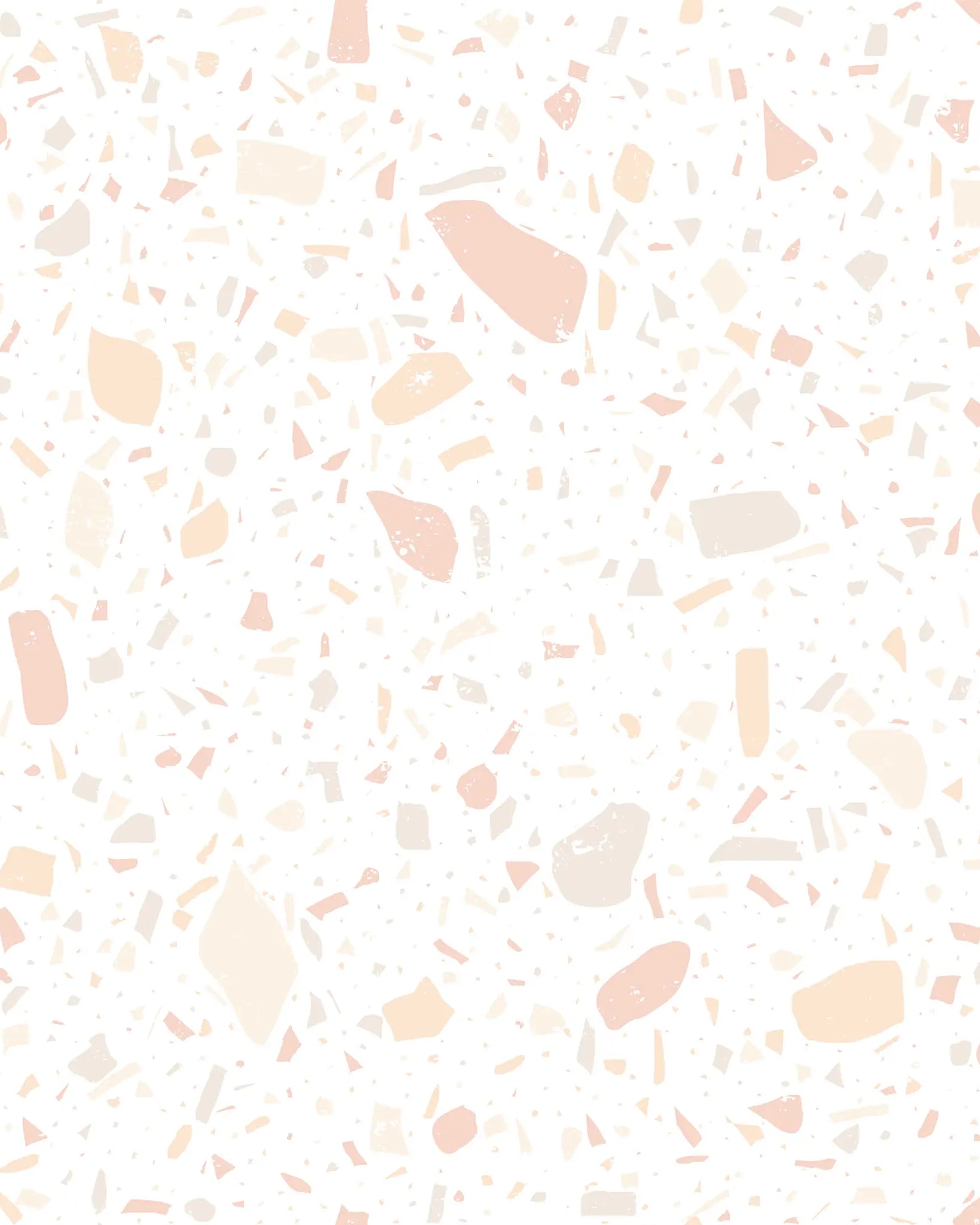Terrazzo pattern with pink and beige chips on a white background