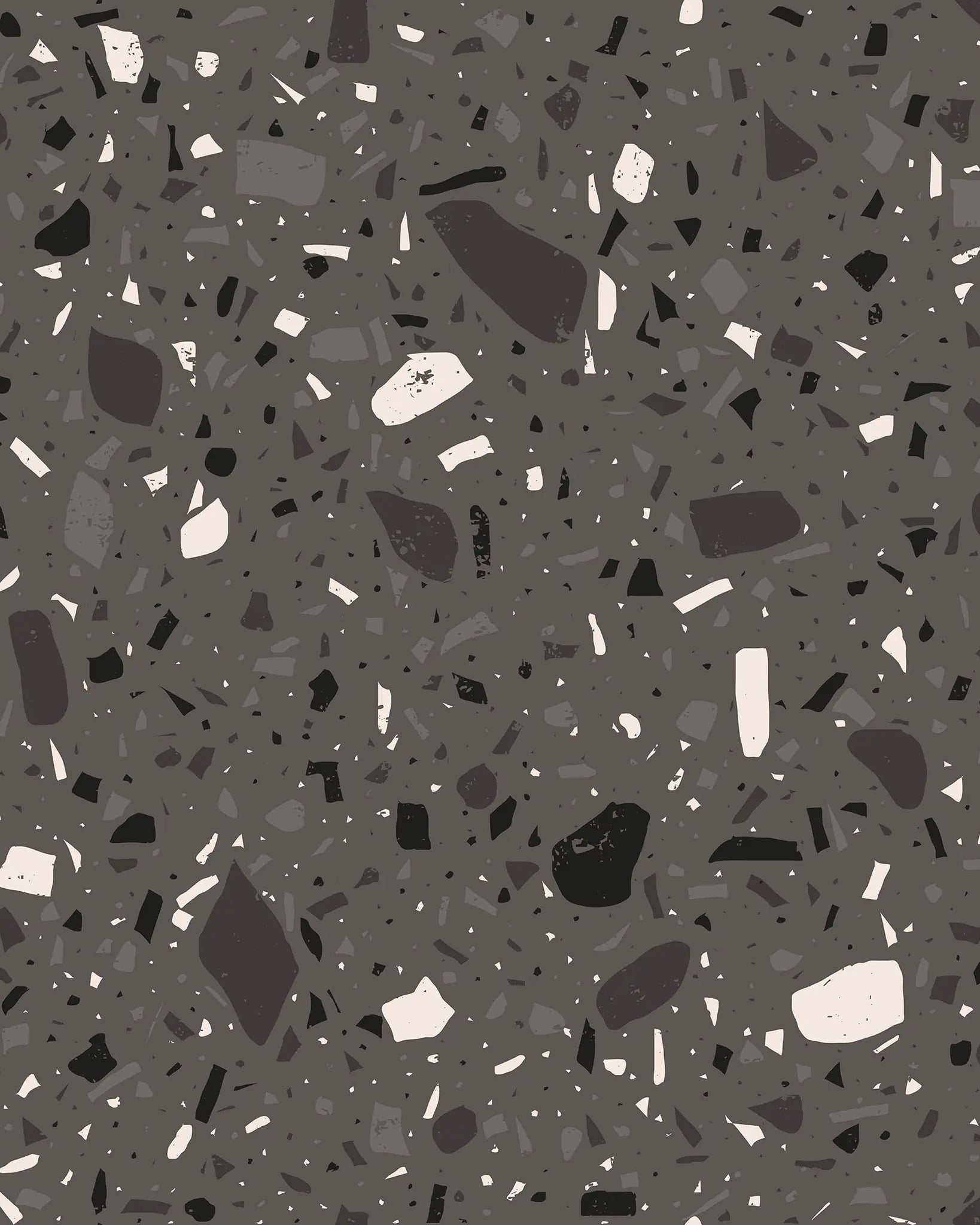 Gray terrazzo pattern with black, white, and gray chips