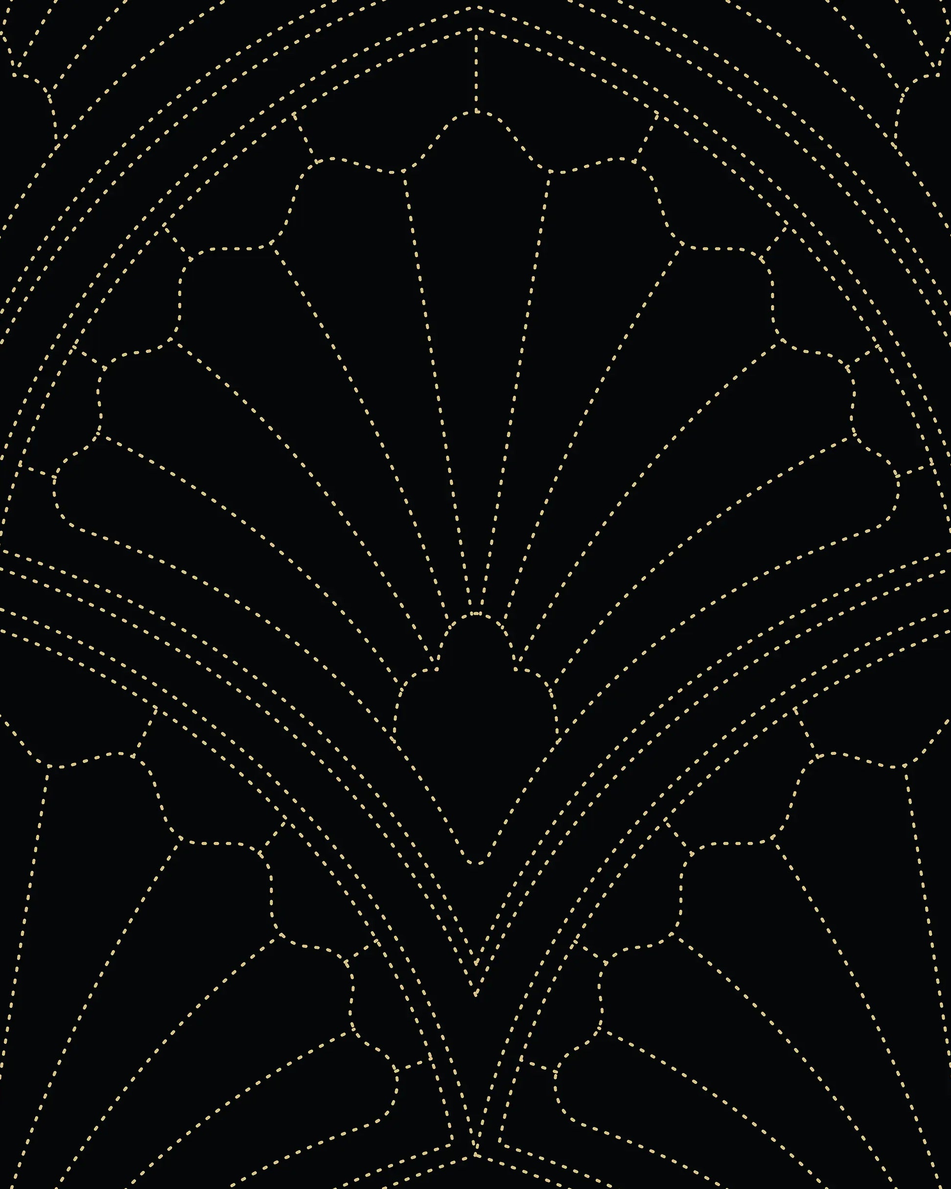 Black and white geometric pattern on a black background