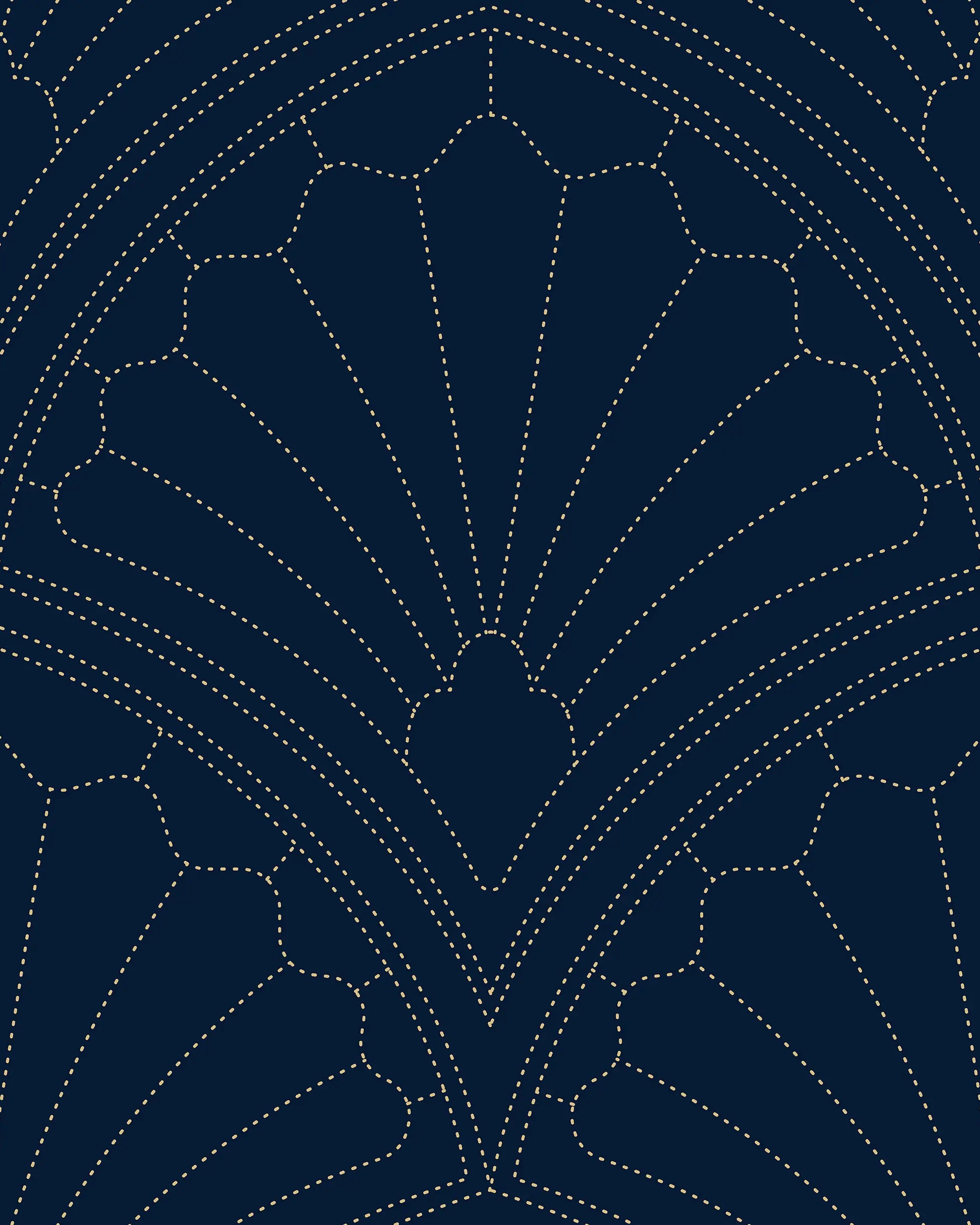 Decorative pattern with white lines on a dark blue background