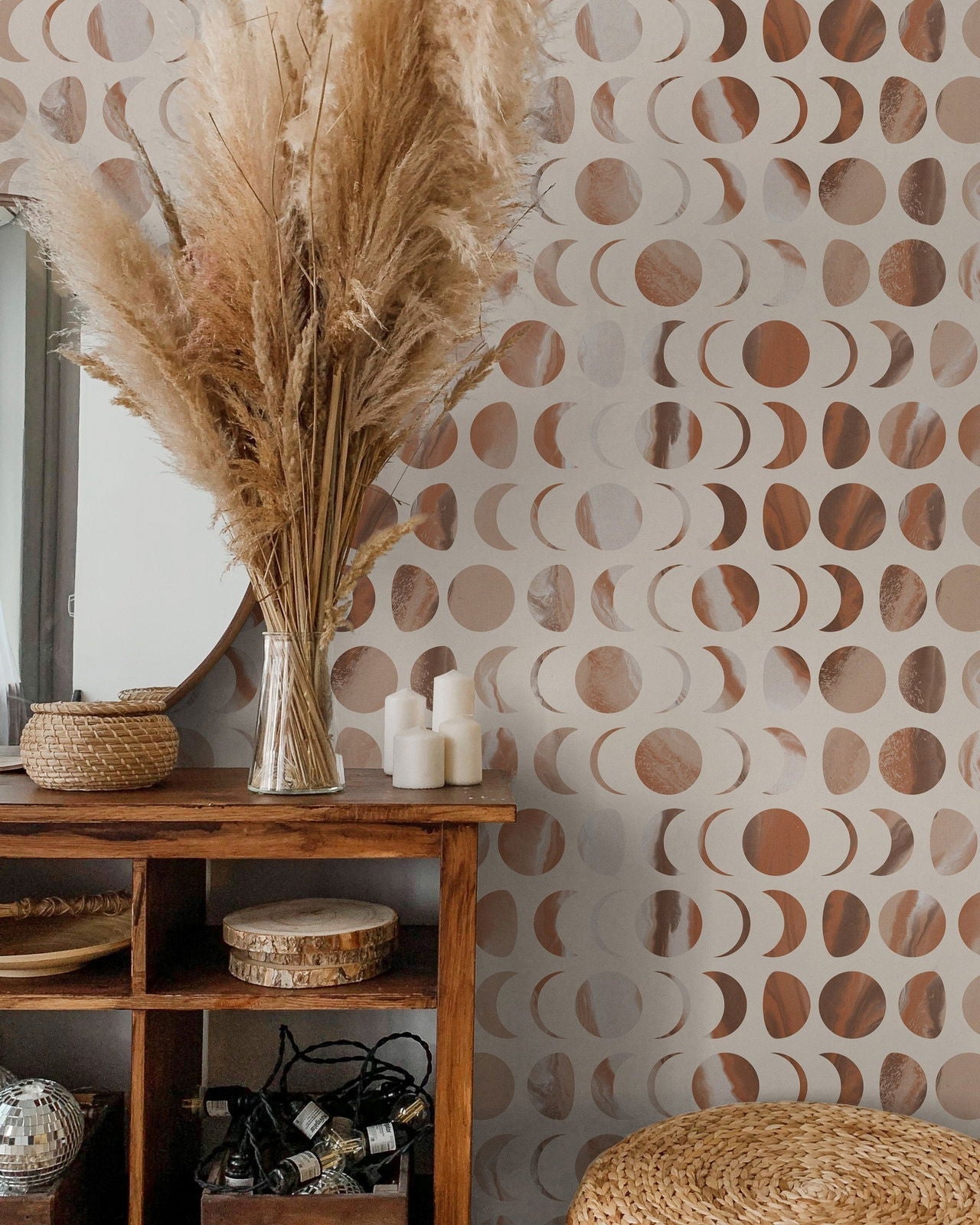 Moon Phases Peel and Stick Wallpaper, Removable Wallpaper, Traditional Wallpaper | DeccoPrint