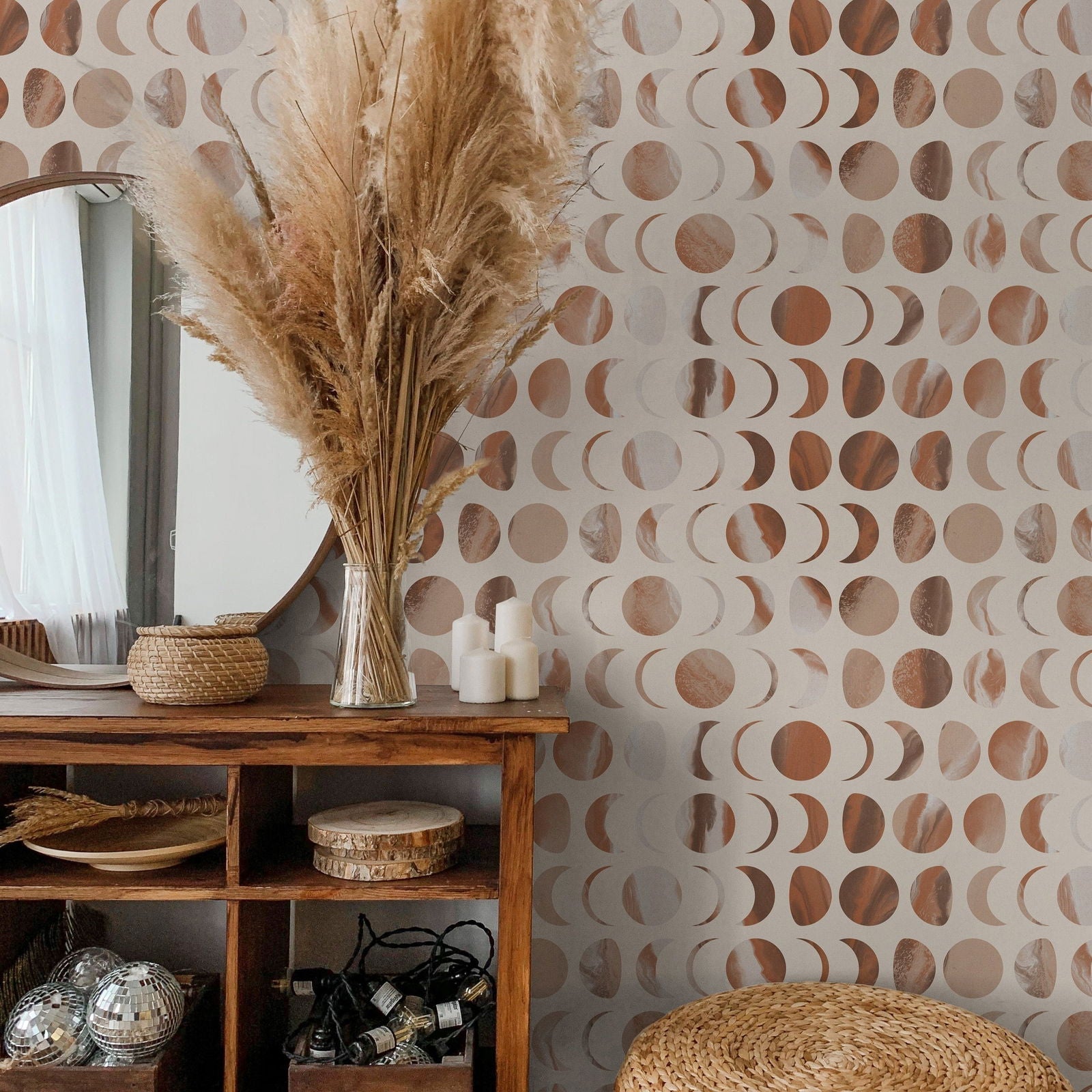 Moon Phases Peel and Stick Wallpaper, Removable Wallpaper, Traditional Wallpaper | DeccoPrint