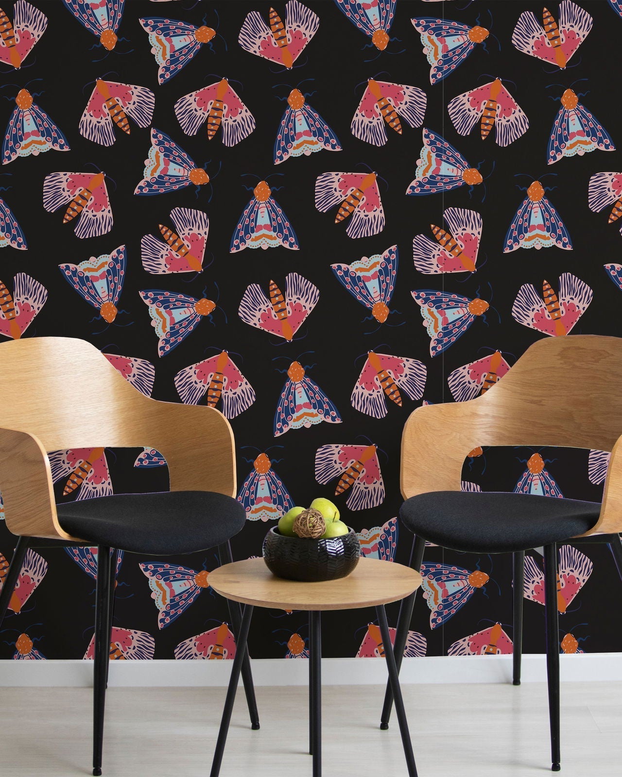 Moonlit Moth Peel and Stick Wallpaper, Removable Wallpaper, Traditional Wallpaper | DeccoPrint