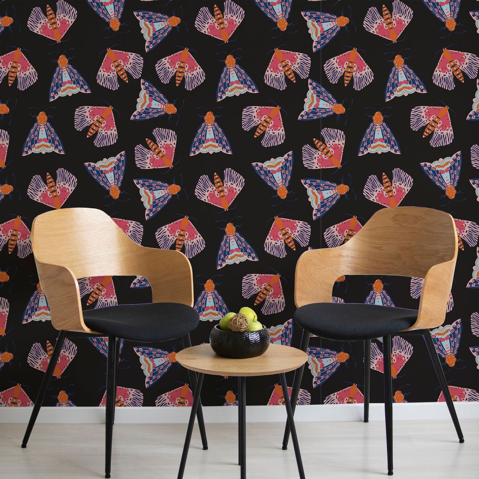 Moonlit Moth Peel and Stick Wallpaper, Removable Wallpaper, Traditional Wallpaper | DeccoPrint