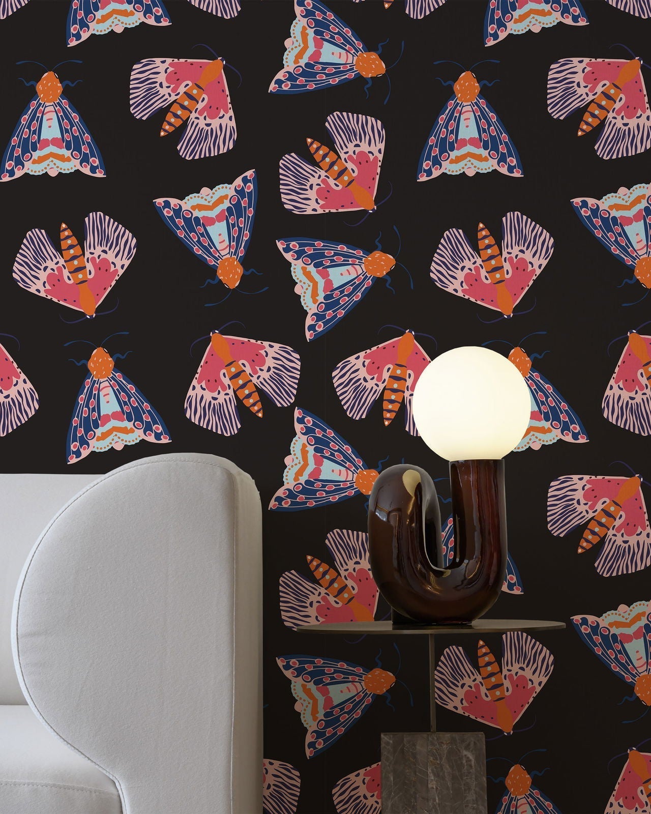 Moonlit Moth Peel and Stick Wallpaper, Removable Wallpaper, Traditional Wallpaper | DeccoPrint
