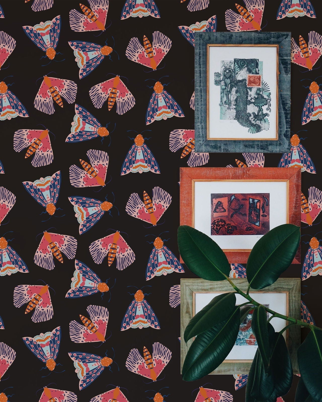 Moonlit Moth Peel and Stick Wallpaper, Removable Wallpaper, Traditional Wallpaper | DeccoPrint