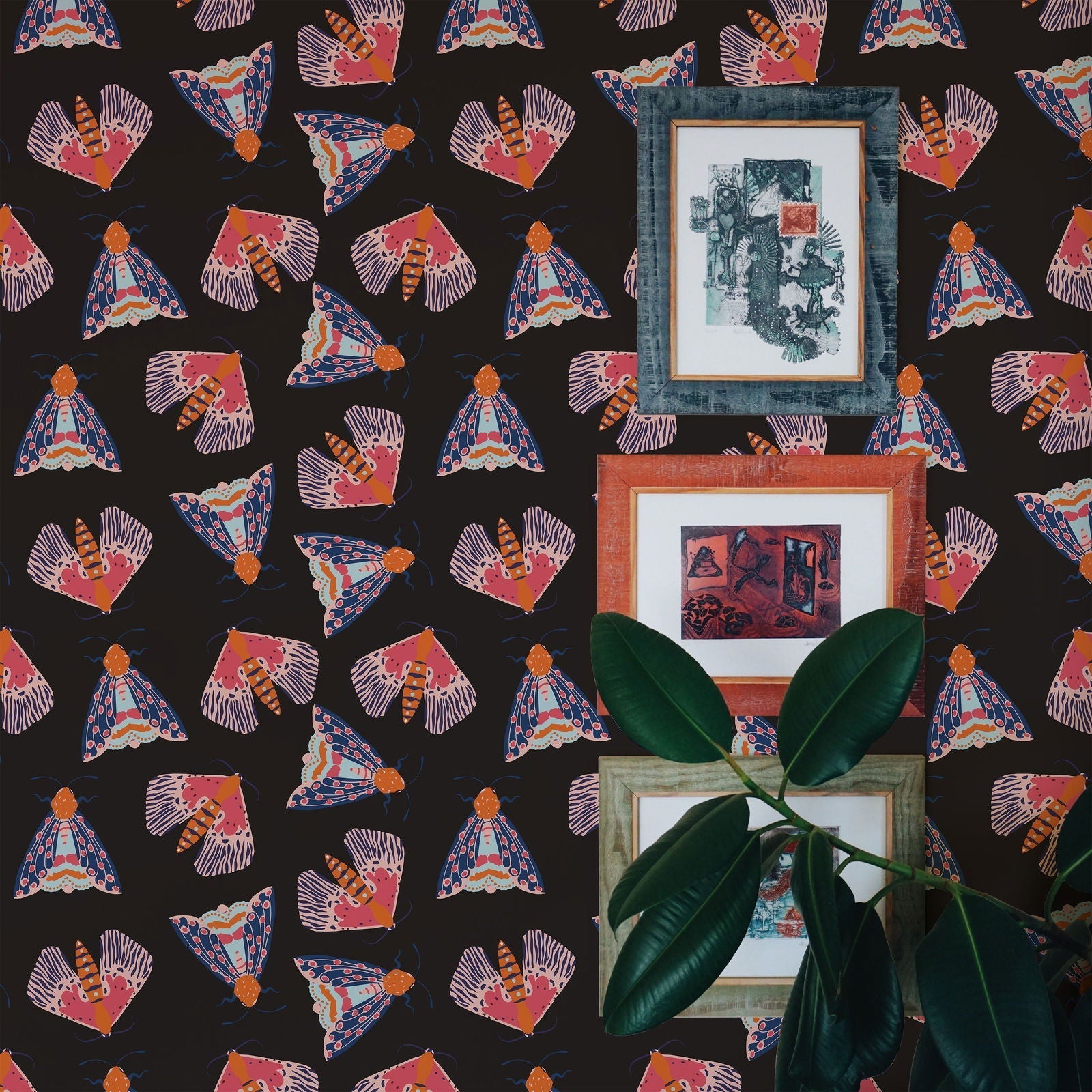 Moonlit Moth Peel and Stick Wallpaper, Removable Wallpaper, Traditional Wallpaper | DeccoPrint