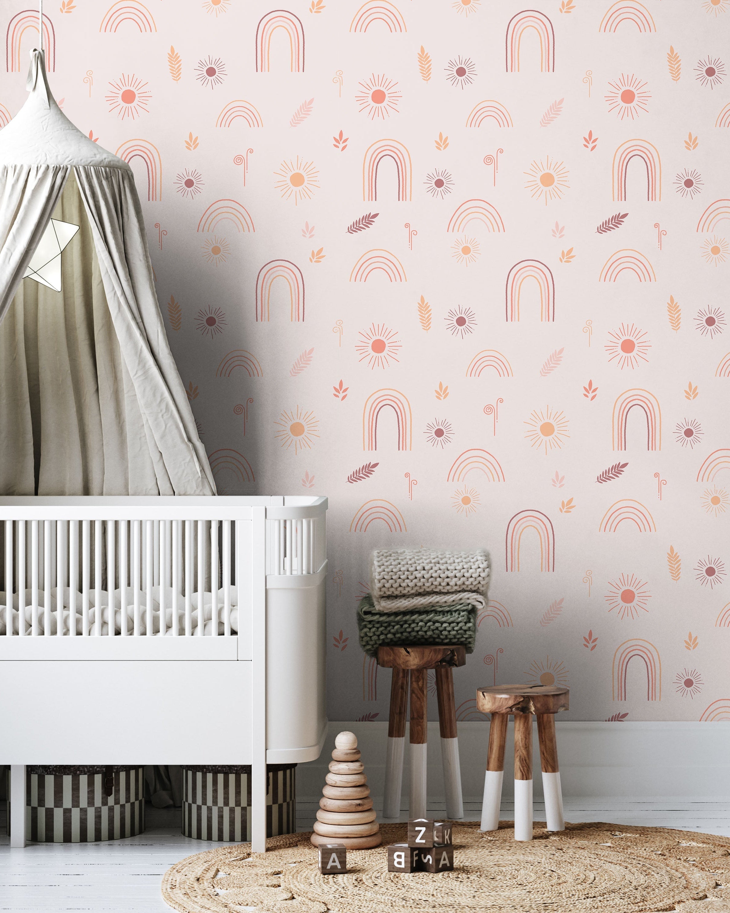 Child's Dreams Peel and Stick Wallpaper, Removable Wallpaper, Traditional Wallpaper - Dusty Pink | DeccoPrint