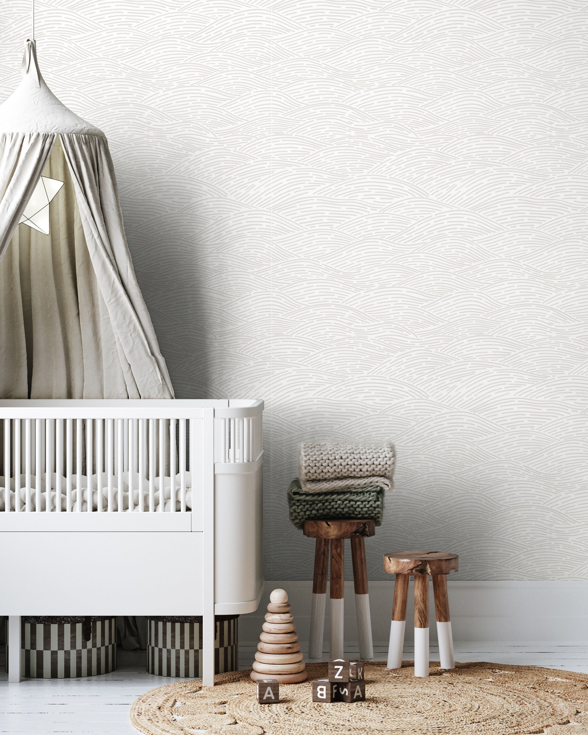 Calm Waves Peel and Stick Wallpaper, Removable Wallpaper, Traditional Wallpaper - Sand Beige | DeccoPrint