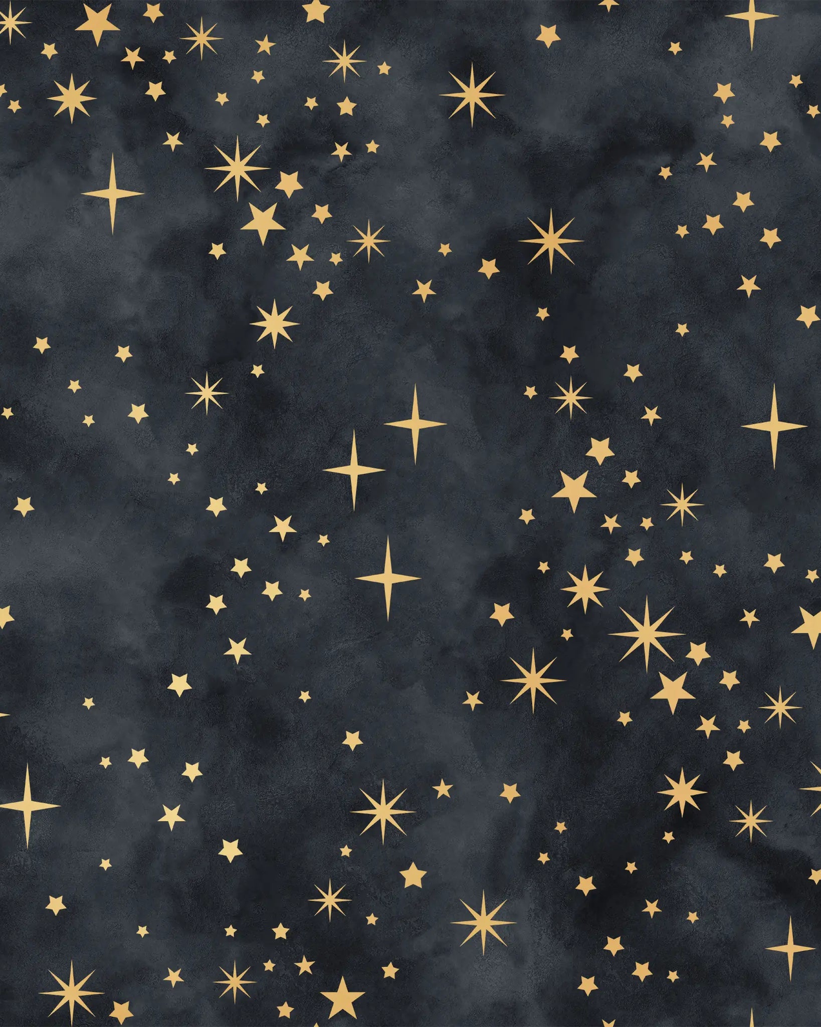 Gold stars on a dark blue fabric background