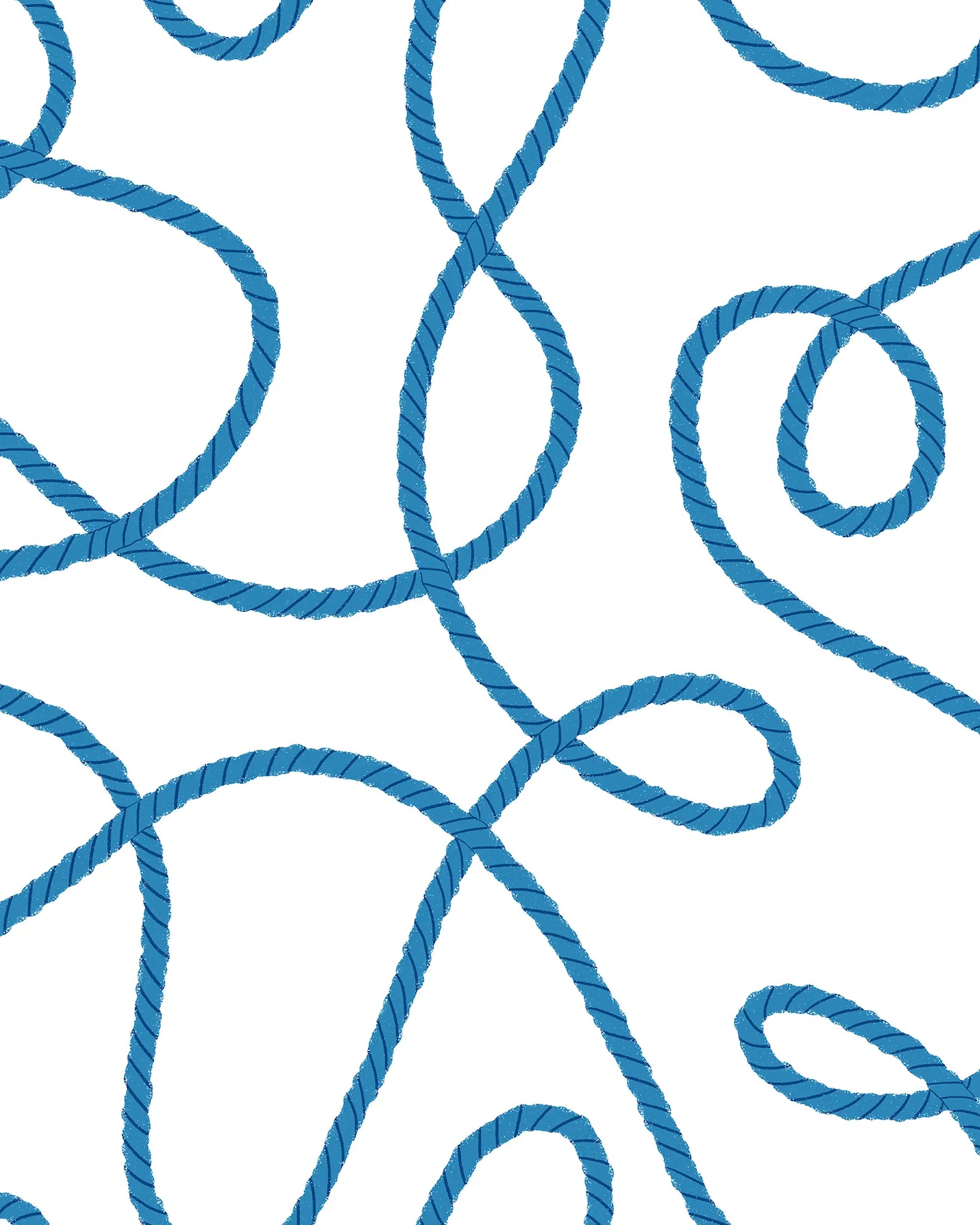 Pattern of blue rope knots on a white background