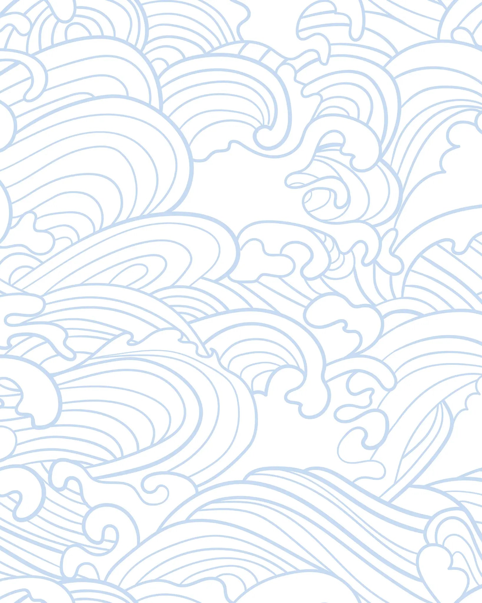 Pattern of stylized waves in blue on a white background