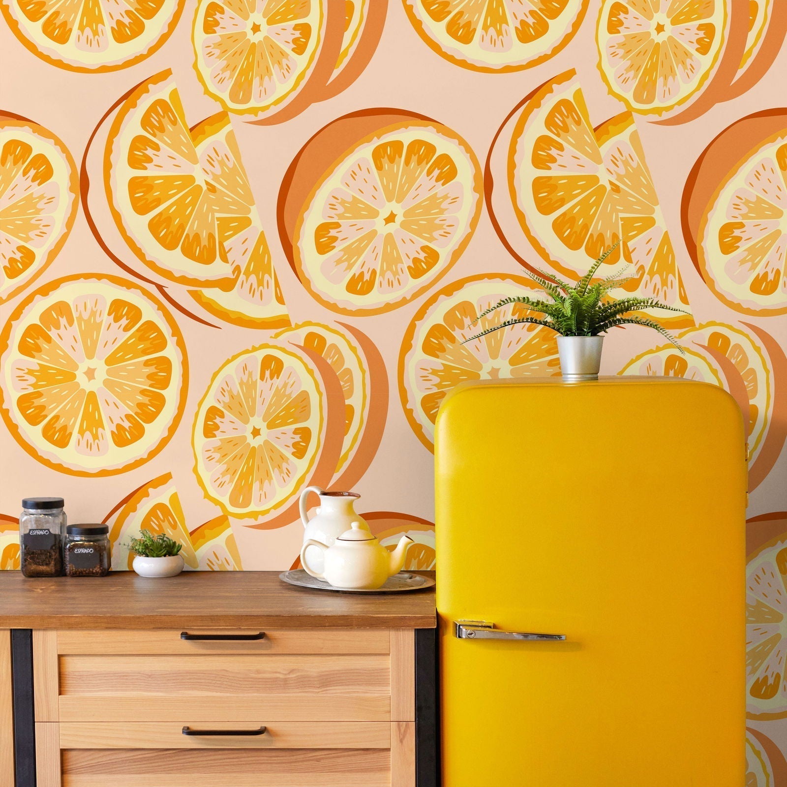 Orange Zest Peel and Stick Wallpaper, Removable Wallpaper, Traditional Wallpaper | DeccoPrint